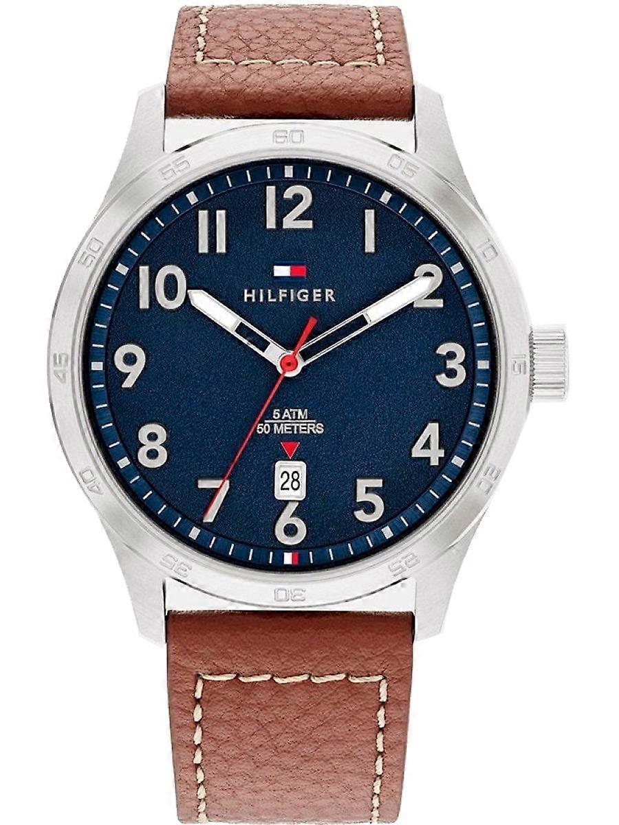 Tommy Hilfiger Braune Herrenuhr aus echtem Leder 1710559