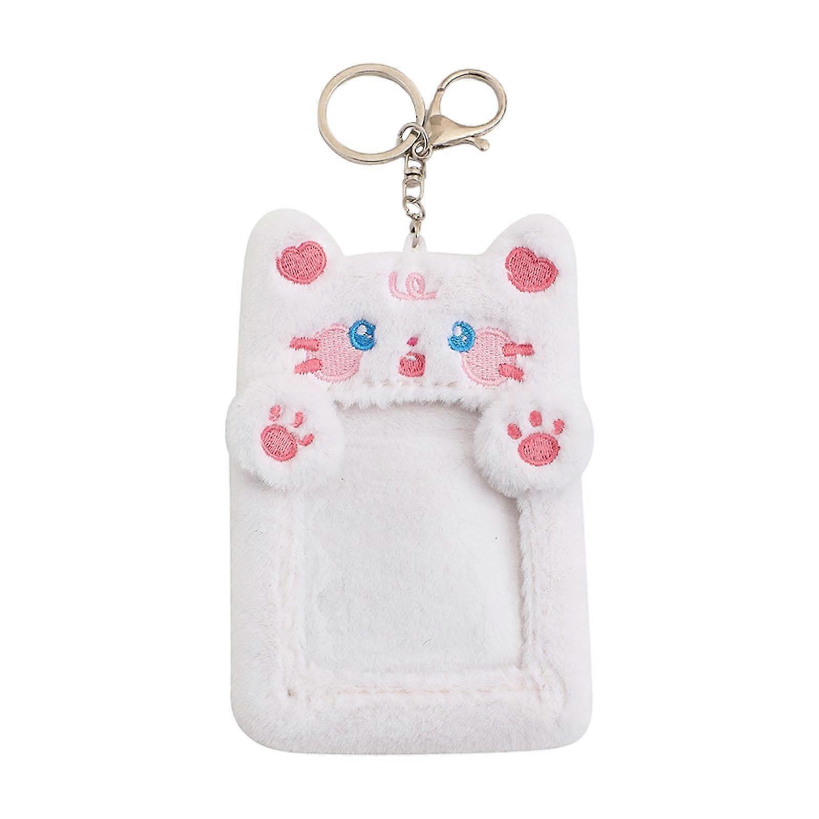 Plush Photocard Holder Keychain,Protective Case Lovely Soft Bag Pendant Hanging