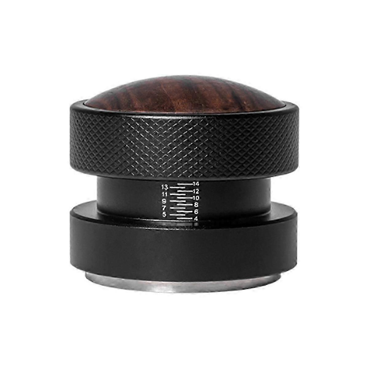 Self- Coffee Tamper Self-Adaptive Height Tamper Solid Wood Elastic Tamper Black Threaded Bottom 53mm