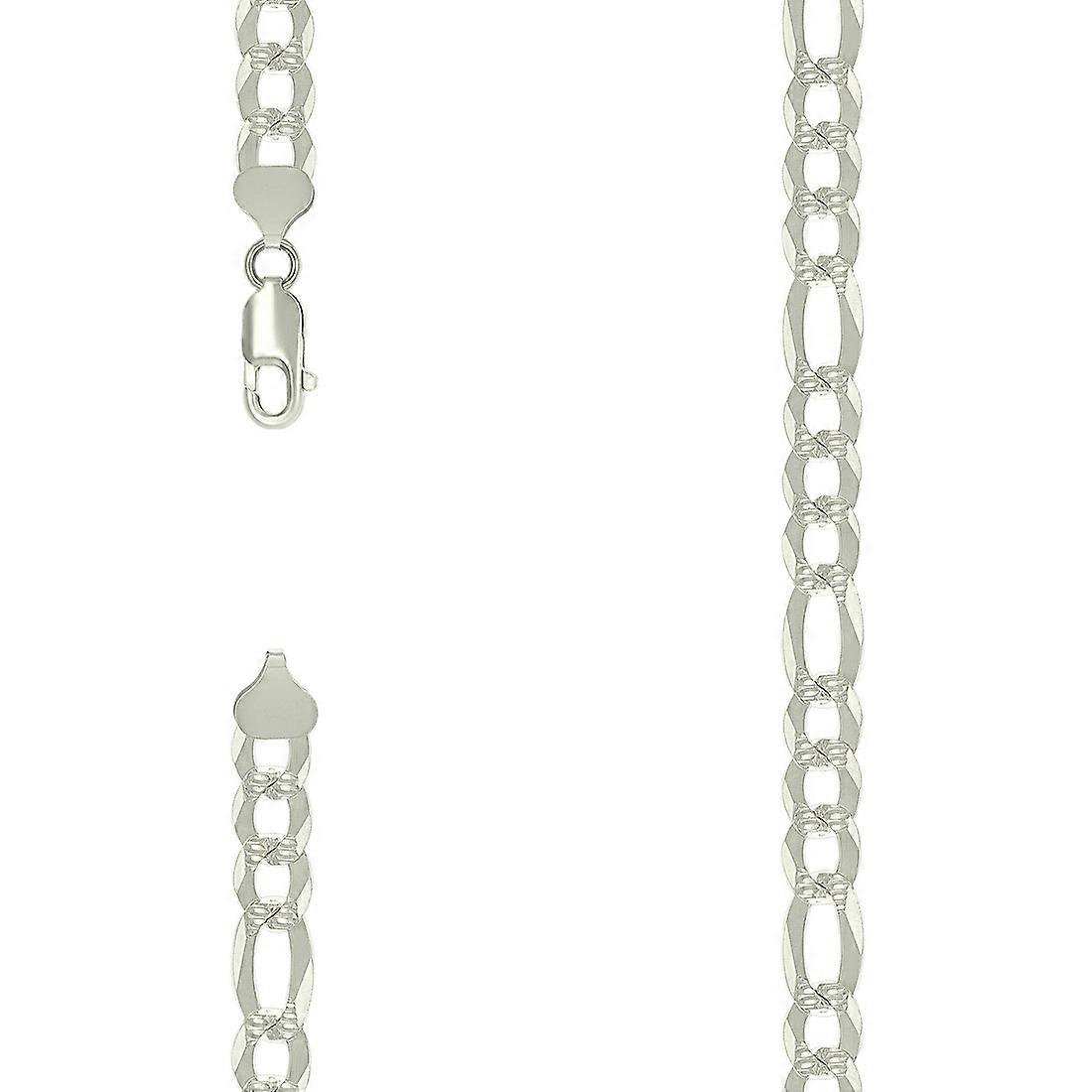 Srebro 925 Pave Super Flat Figaro Chain-Srebrny naszyjnik łańcuszek 8.6mm dla kobiet i mężczyzn - Długość: 20 do 26