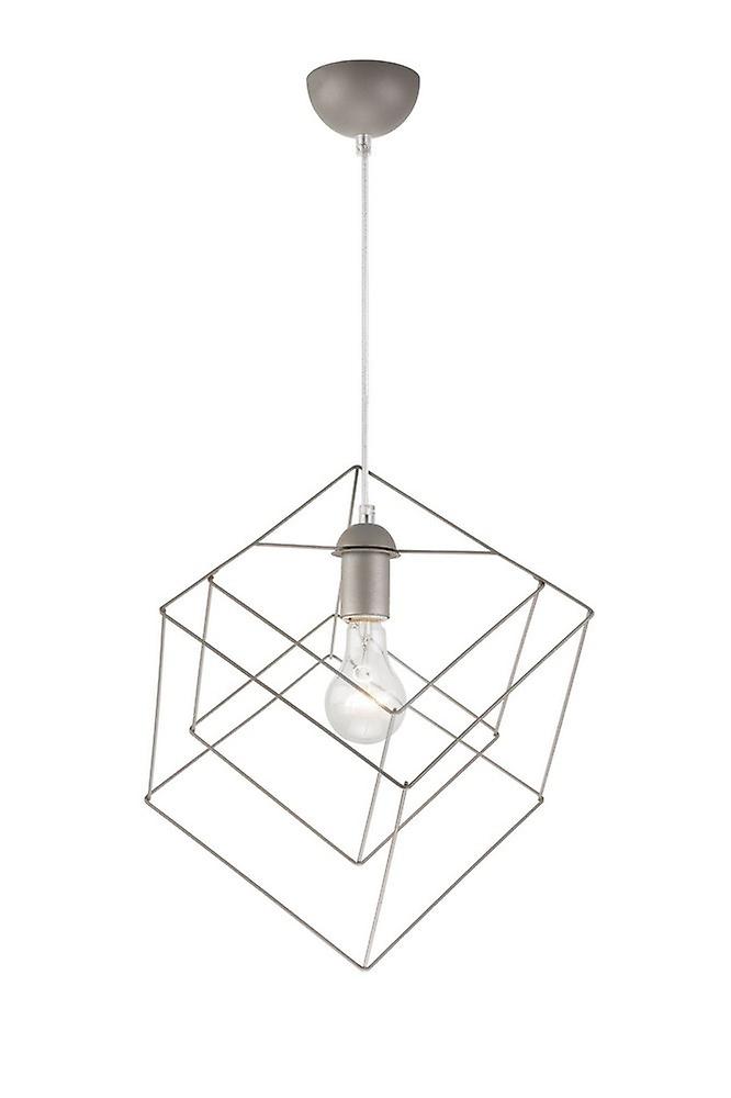 Wire Frame Pendant Ceiling Light Silver, 1x E27
