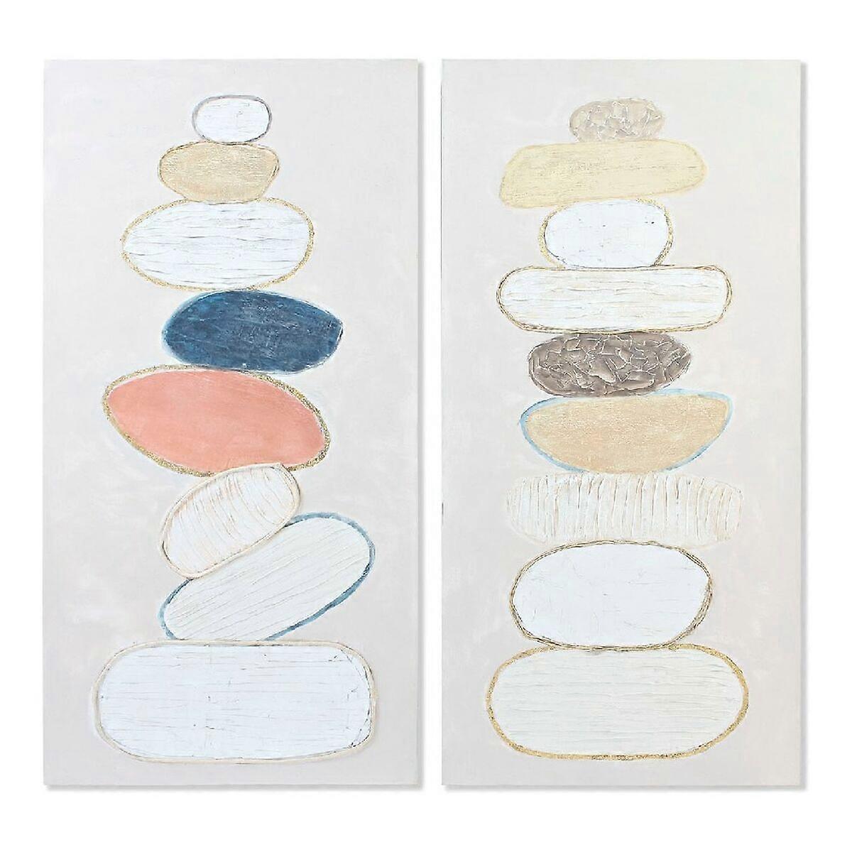 Canvas DKD Home Decor Stones Pinewood Canvas 60 x 3,8 x 120 cm
