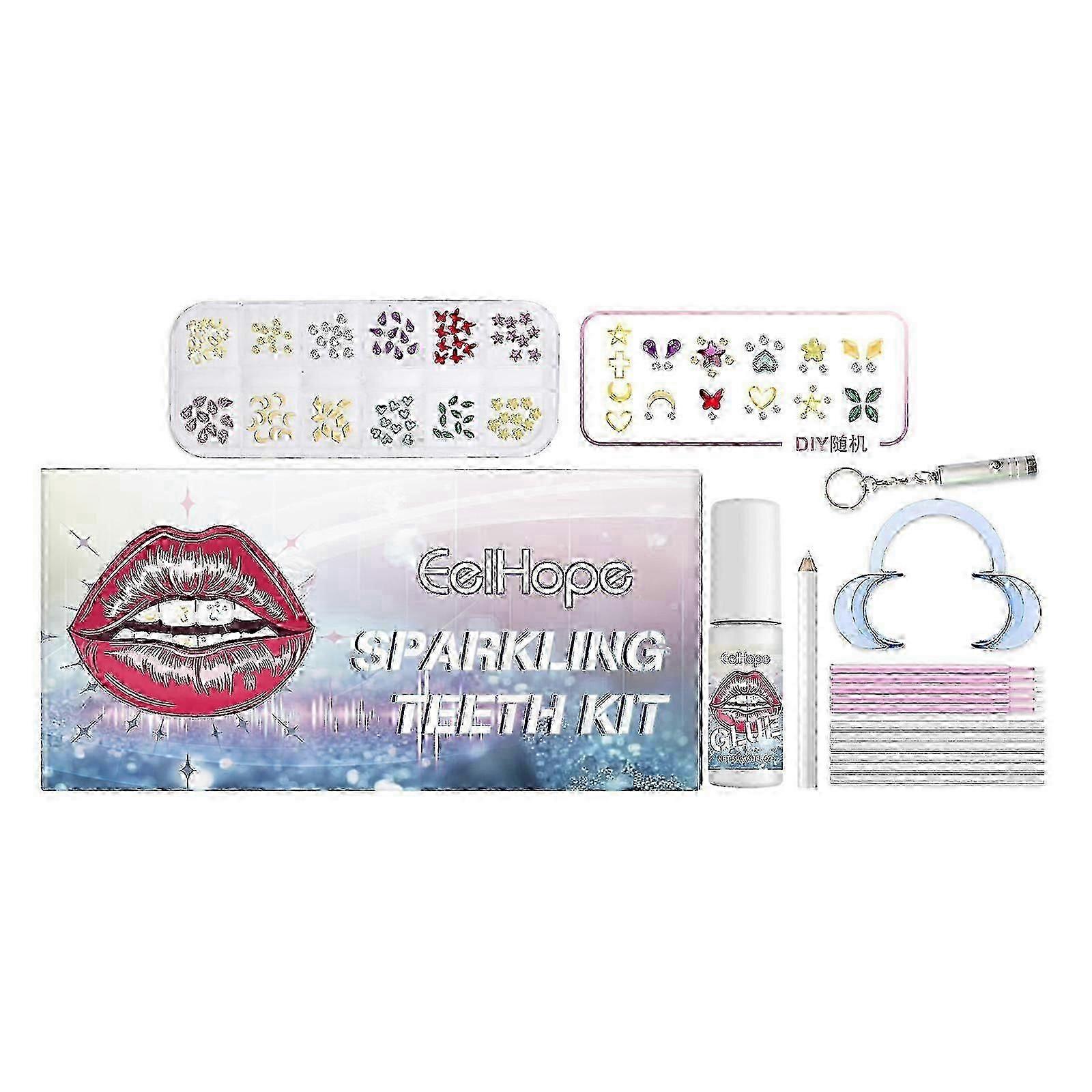 Flash Dental Drill Set, Tooth Gems for DIY Smiles, Quick Cure Glue & UV Lamp Kit