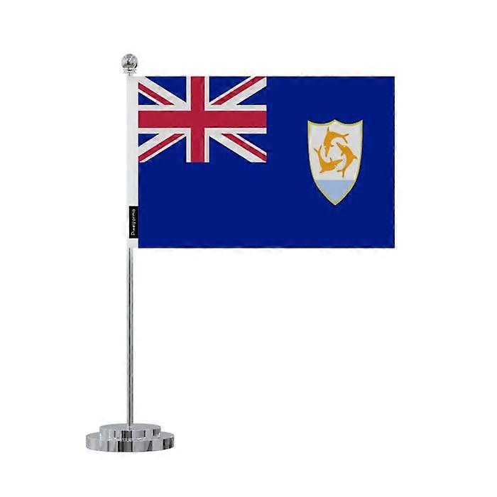 Anguilla Desk Flag – 14 x 21 cm – Polyester – Stainless Steel Base