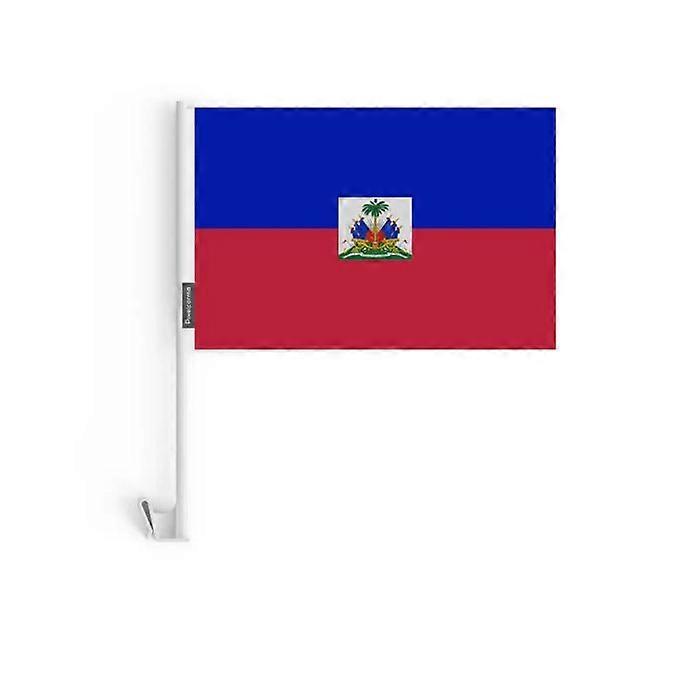 Haiti Car Flag – 14 x 21 cm – Polyester Fabric – Window Attachment – 10 pieces