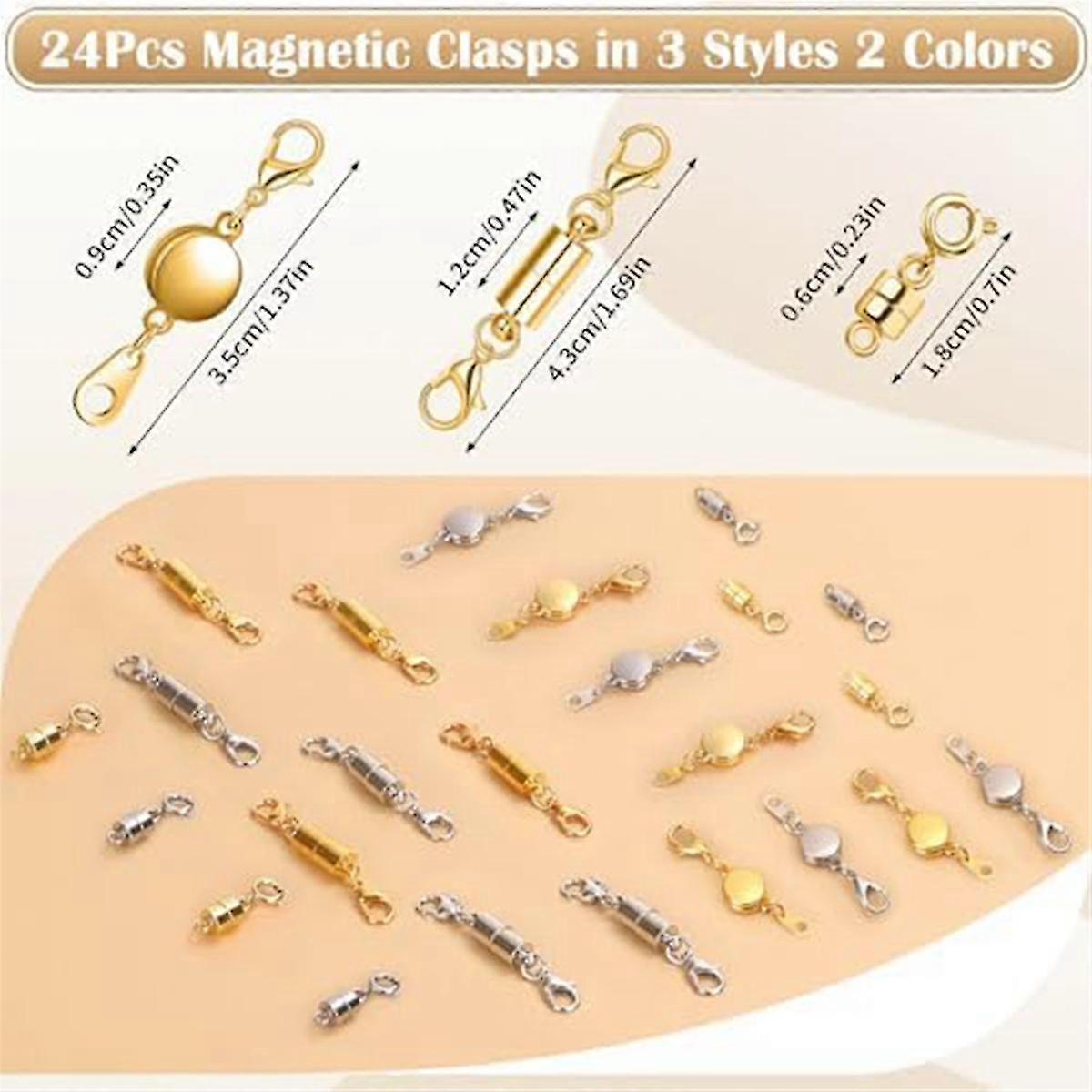 24 Pcs 3 Styles Magnetic Necklace Clasps and Closures,Magnetic Clasp Connector Locking Clasp Extender for Jewelry Making
