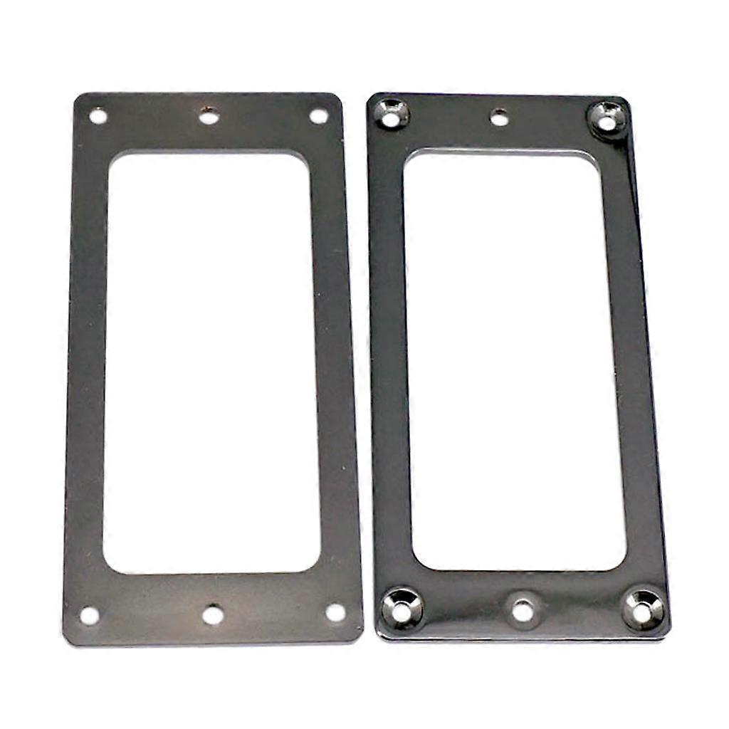 2x Silver Humbucker Pickup Surround Ring 2mm platt botten för elgitarr