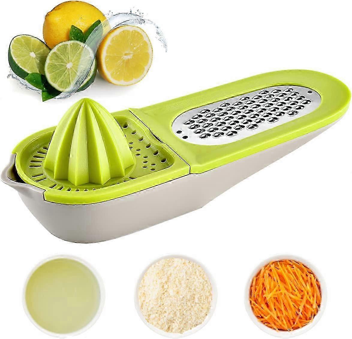 Plastic Manual Citrus Press for Lemons Oranges Limes - Handheld Lemon Squeezer & Cheese Grater