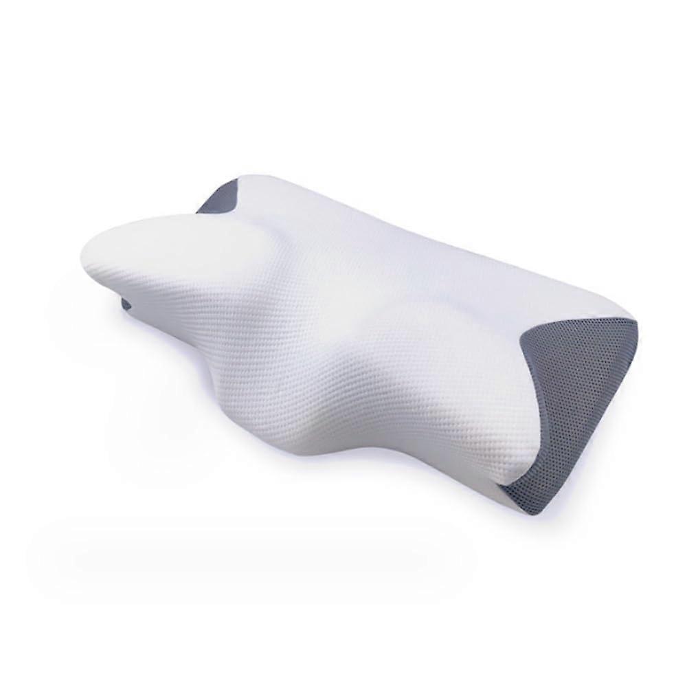 Slow Rebound Memory Foam Pillow, 3D Neck Care AntiSnoring Memory Pillow, Foam Neck Pillow for Side and Back Sleepers (Color : OffWhite)