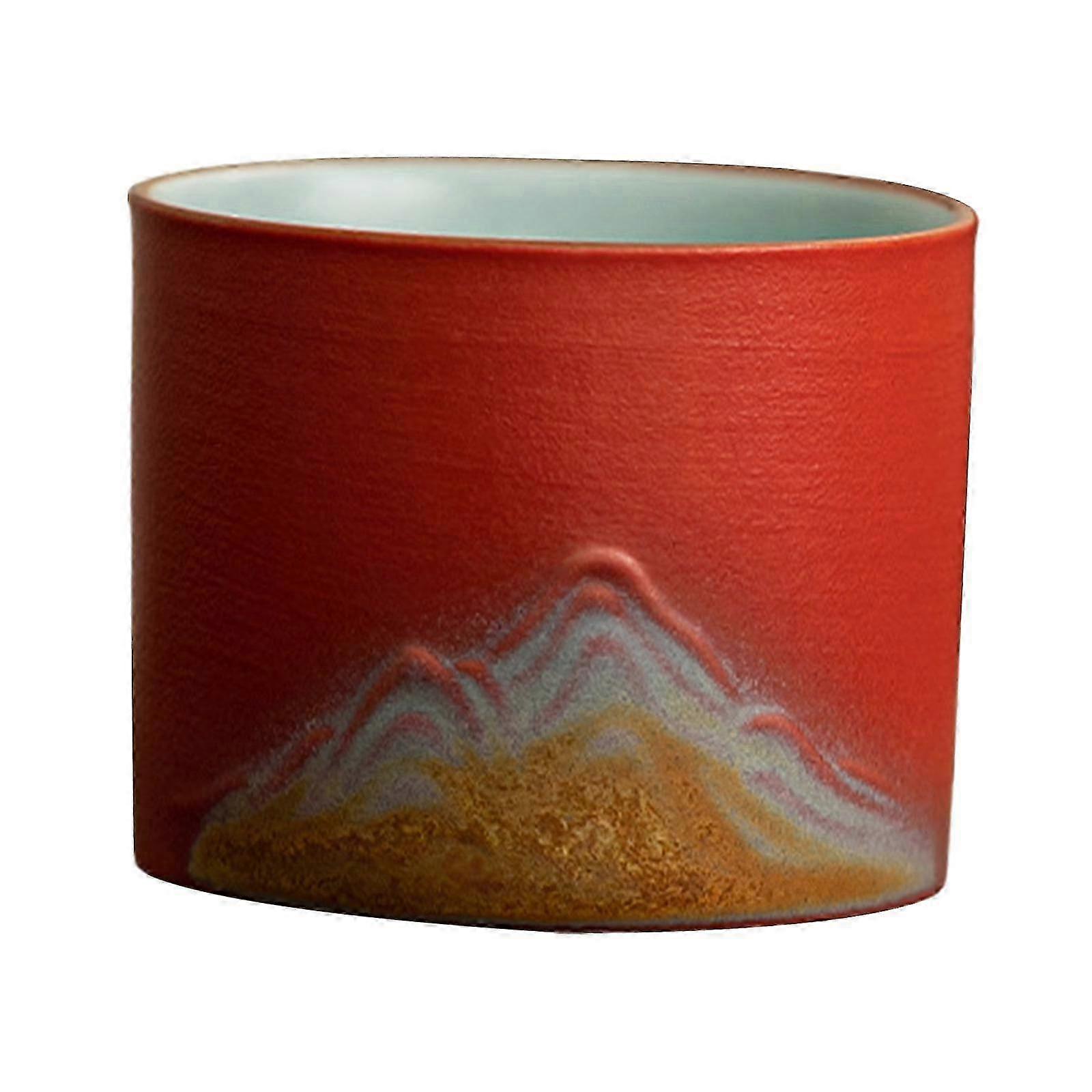 Ceramic Cup with Abstract Design Suitable for Yerba Mate, Cappuccino, Espresso, and Juice in Red Color