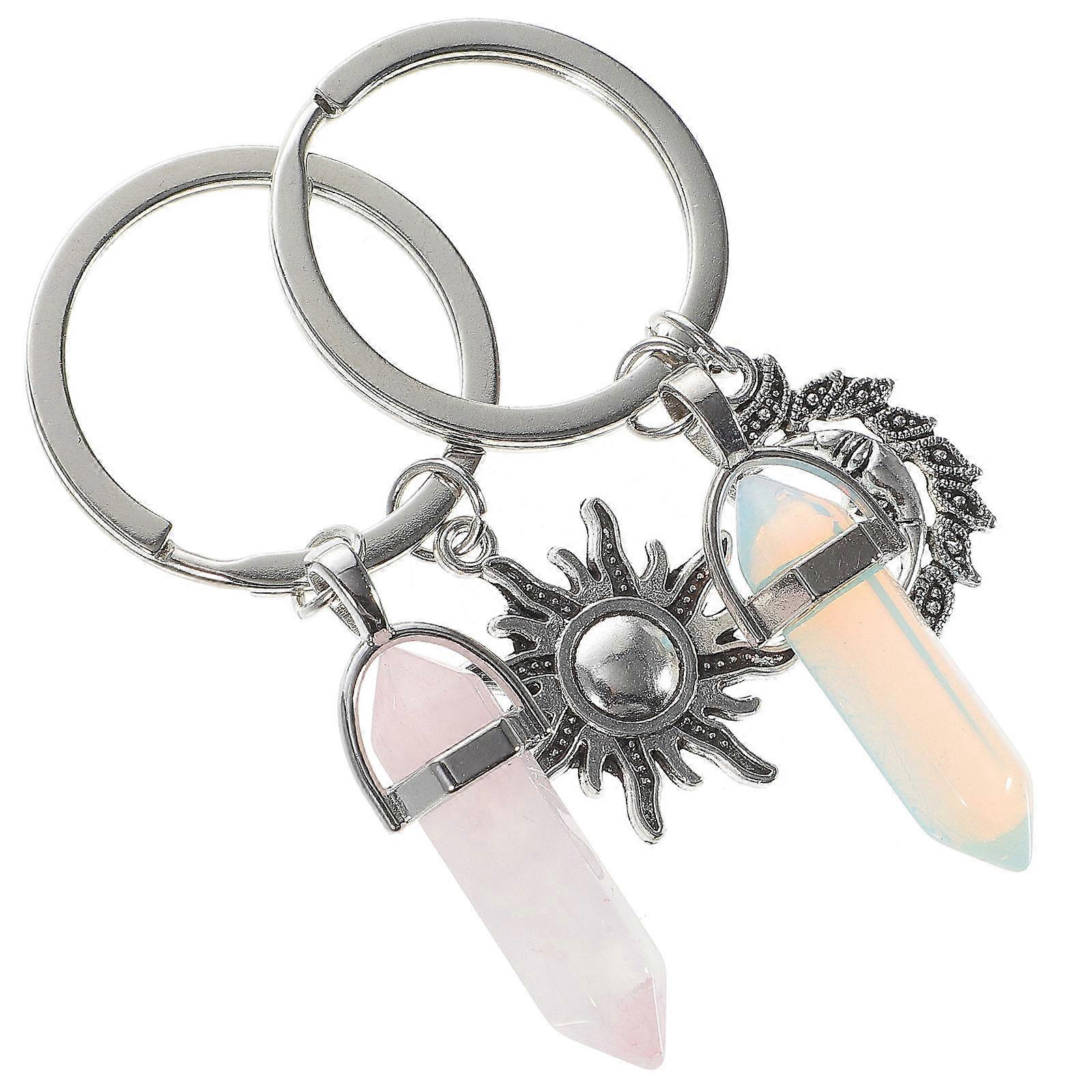 Solar System Keychain Metal Charms Pendant Keychains Couple Design For Valentine's Day Assorted Color 2Pcs