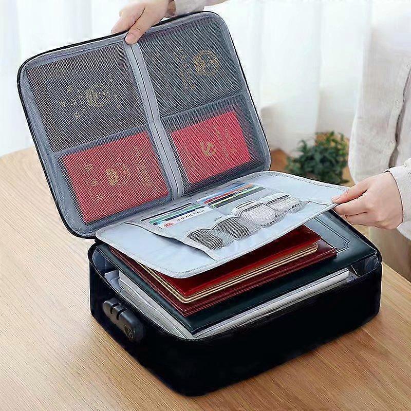 2/3 Layer Document Bag with Password Lock Waterproof Certificate File Organizer Business Travel Bag Luggage Storage Bag Suitcase Travel Pouch Handbag