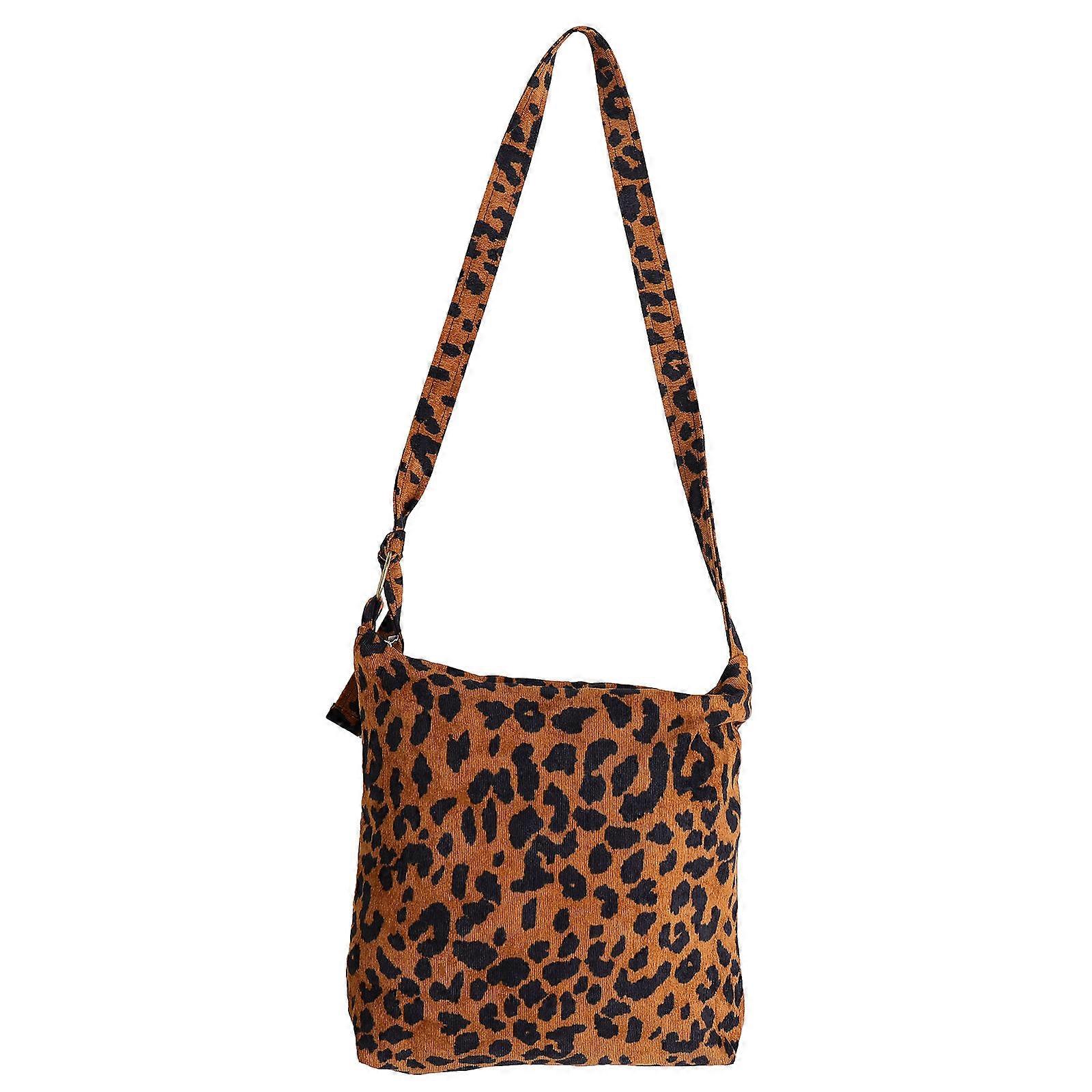 Practical Leopard Print Bag, Casual Corduroy Style for Everyday Use