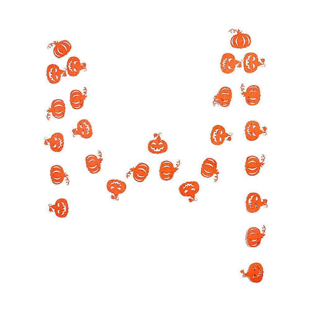 Halloween Pennant Banner Pumpkin Bunting Decorative Burlap Style For Halloween Decoration Orange 4M Long 1Pcs
