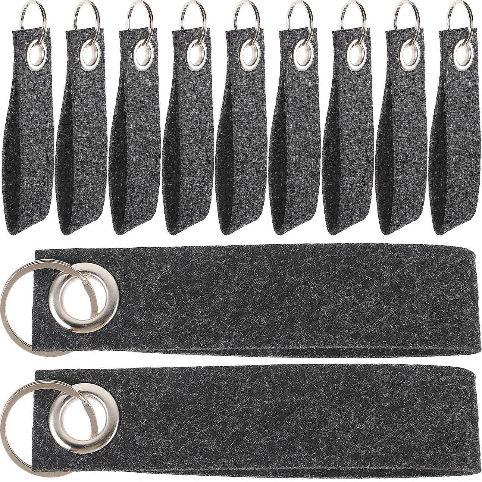 Decor Felt Keychain Charms Diy Rectangular Dark Grey 12.5x2.5cm Simple Style present 20Set