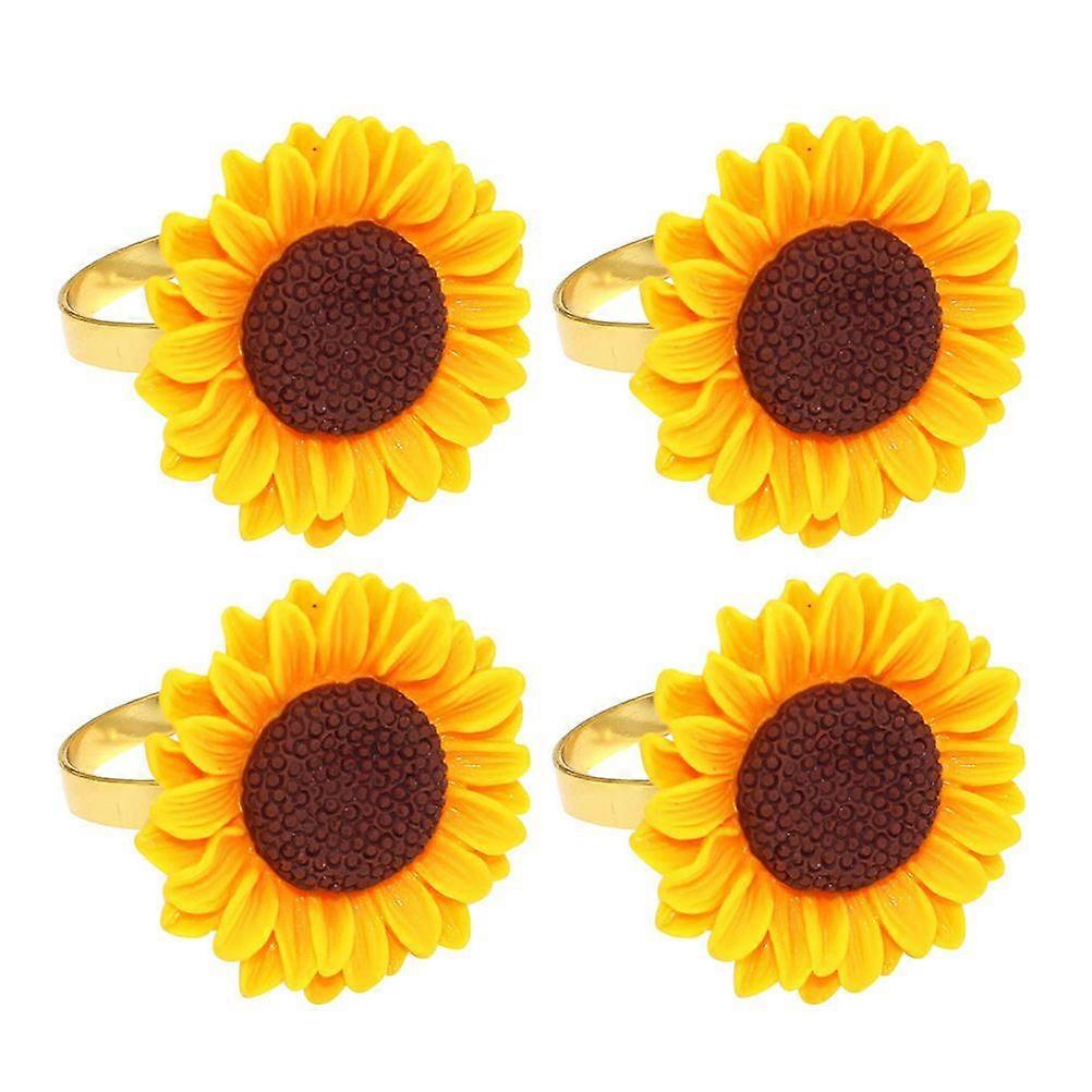 4pcs Rond De Serviette De Tournesol Jaune Jaune Tournesol Serviette Boucle pour Mariage