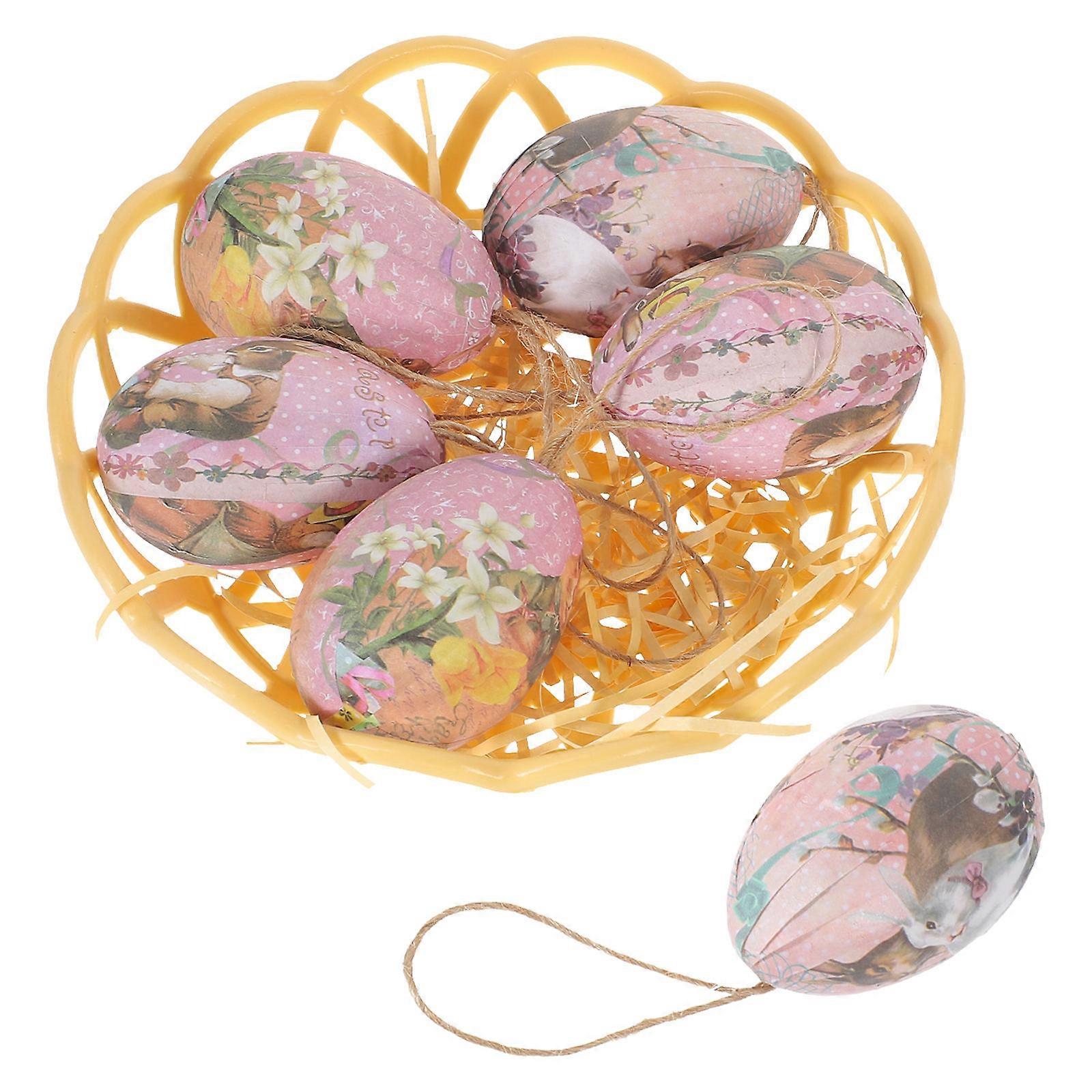 Fake Eggs For Decorating Woven Egg Basket Easter Table Centerpiece 1Set