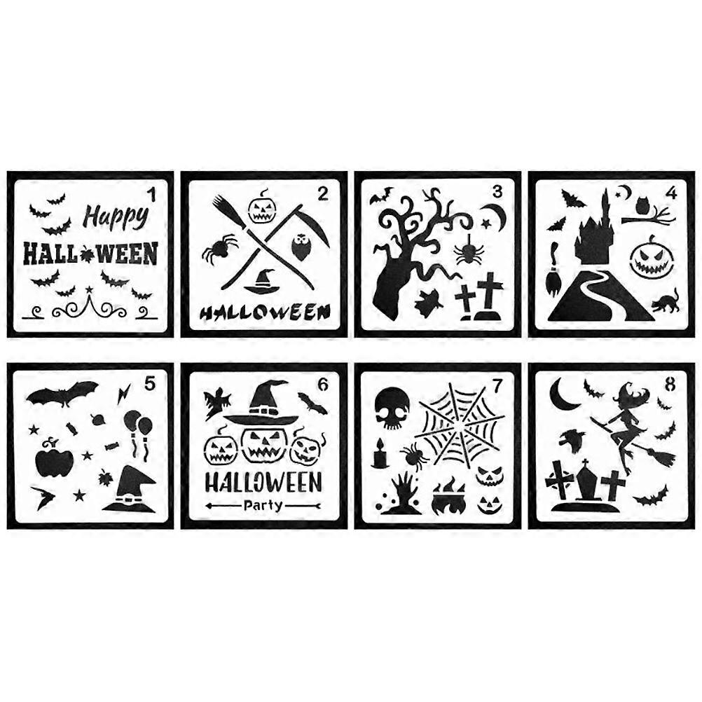 Reusable Stencils For Crafting Halloween Plastic Drawing Templates 13x13x05cm DIY Projects 8Pcs