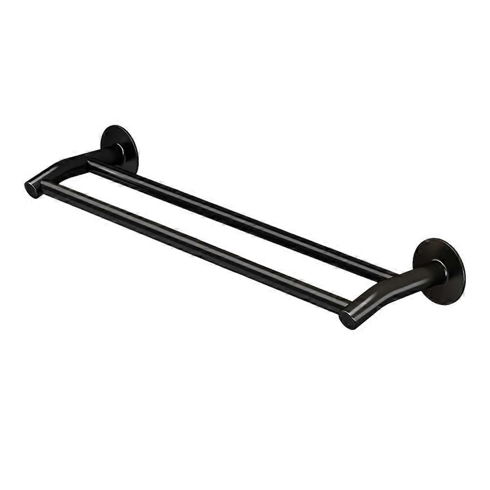 Bathroom Towel Rail Hand Towel Holder Dual-pole Design Storage Rack 40x12cm Black Aluminum Alloy Home Use 1Pcs