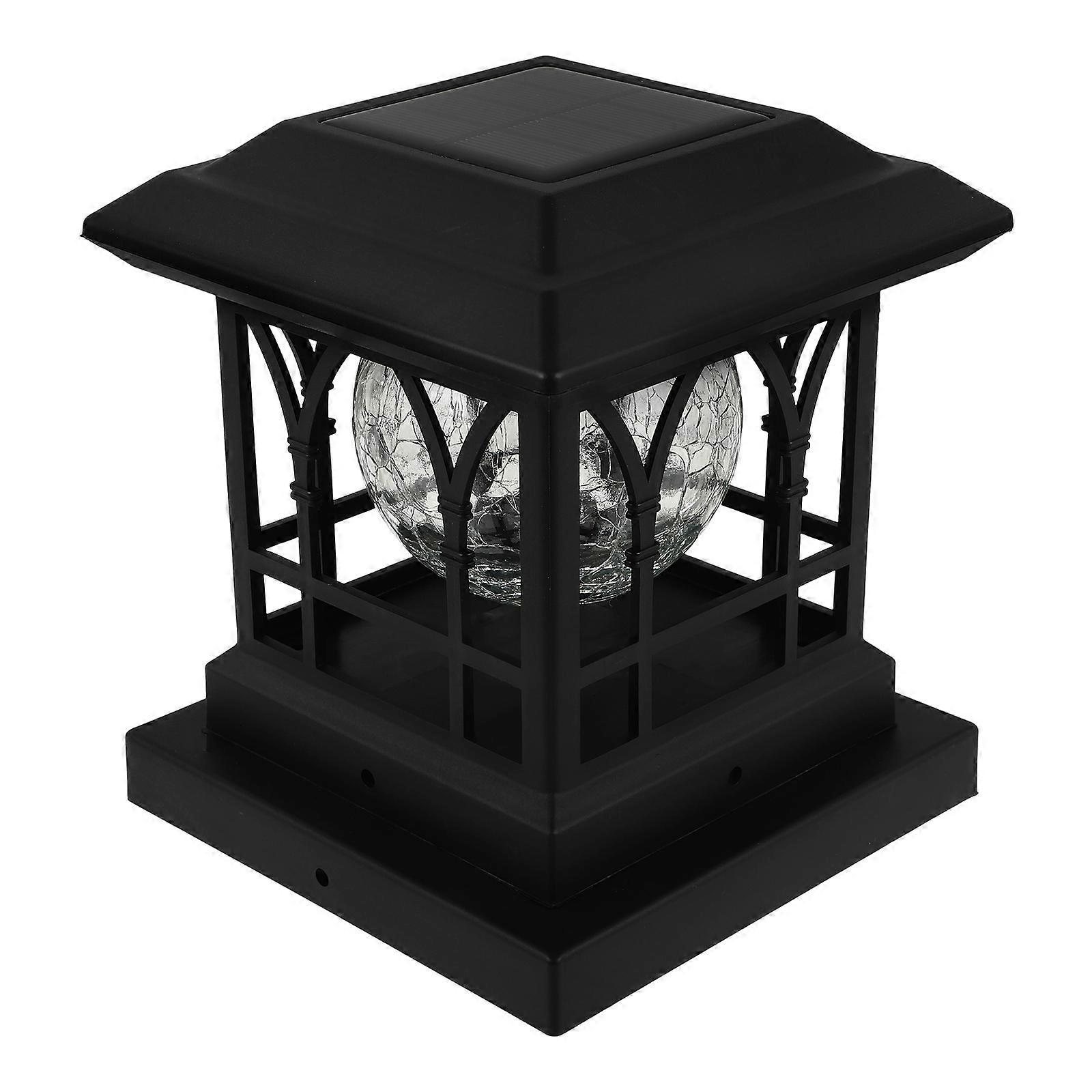 ポストライトソーラーパワー屋外ウォールポストキャップライトブラック15.50X13.00X13.00CM住宅所有者のためのヨーロピアンスタイルのガーデンデコレーション1パック