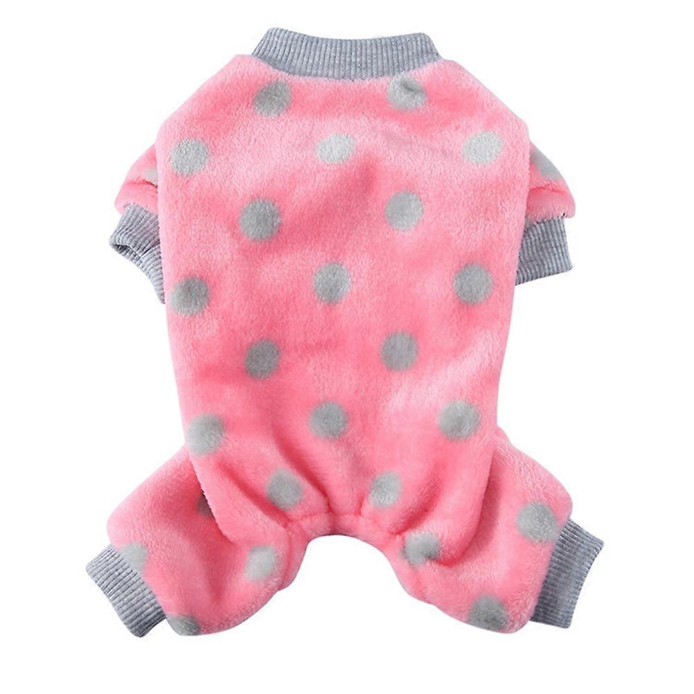 Pet Dog Warm Keeping Clothes Chic Design Winter Pajama For Pets Pink S Polyester 1Pack