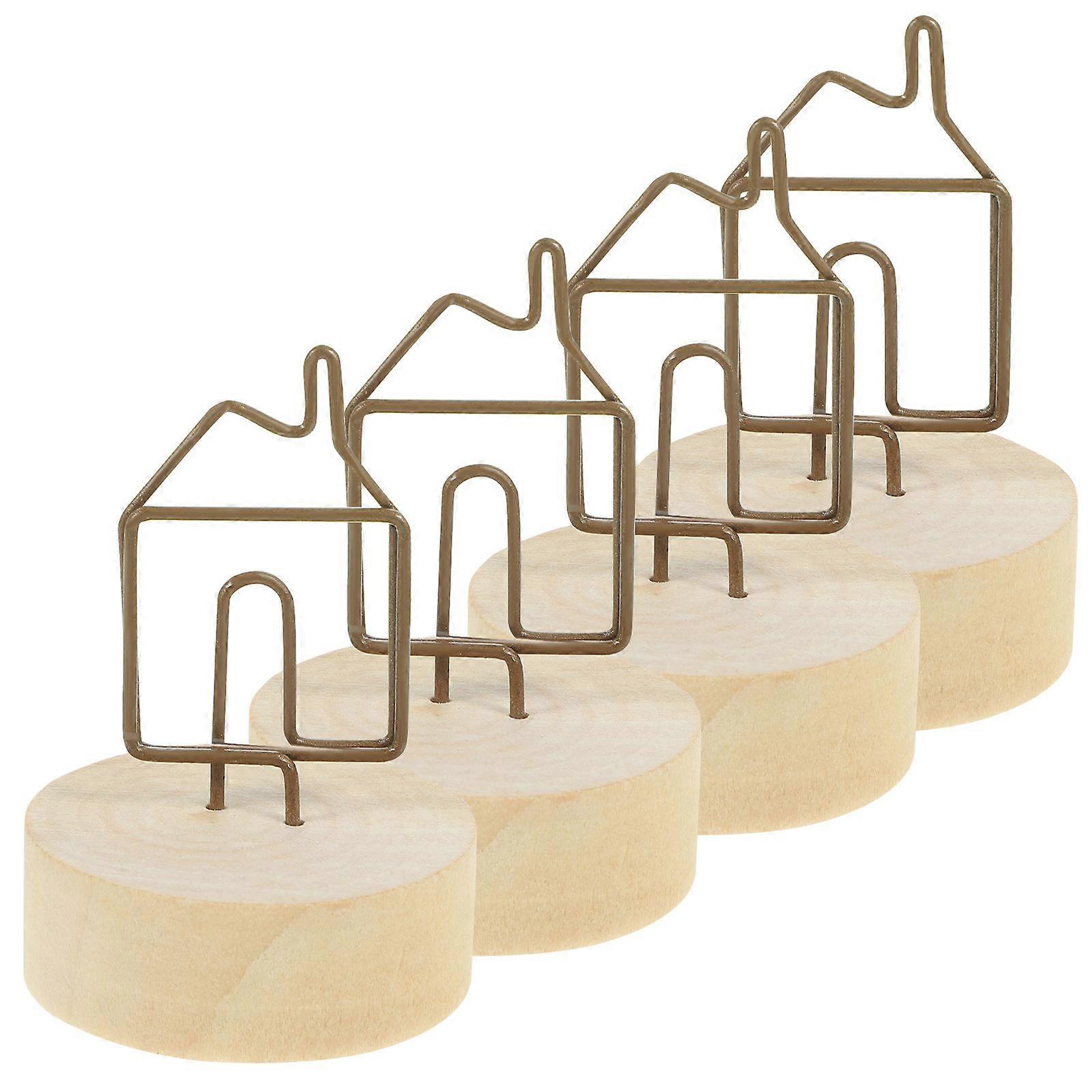 Multi Photo Clips Wooden Base Memo Clips for Table Use 4Pcs Set