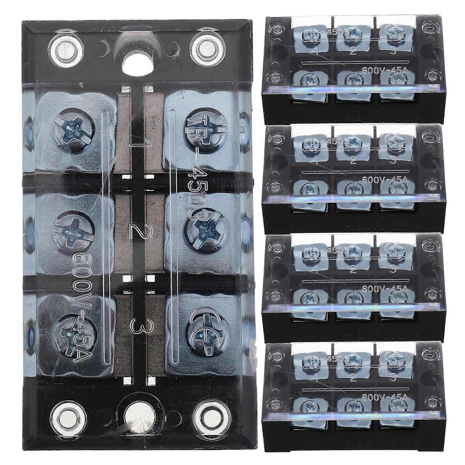Covered Terminal Block Dual Row Copper Connector For Universal Junction Box Size 2.7 1.5 0.9in Wire Organization 5Pcs
