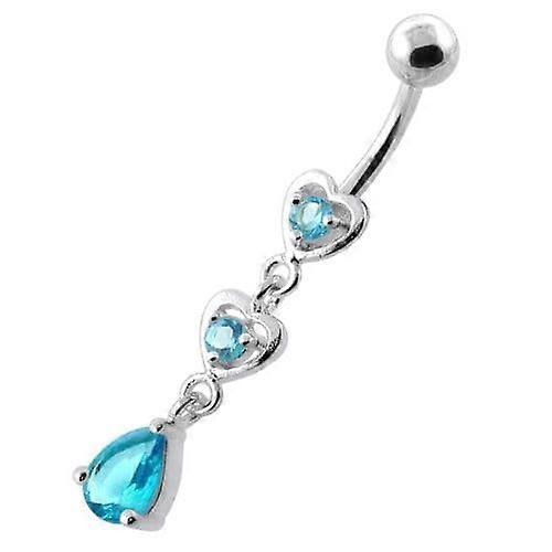 Jewelled Twin Heart Belly Button Jewellery