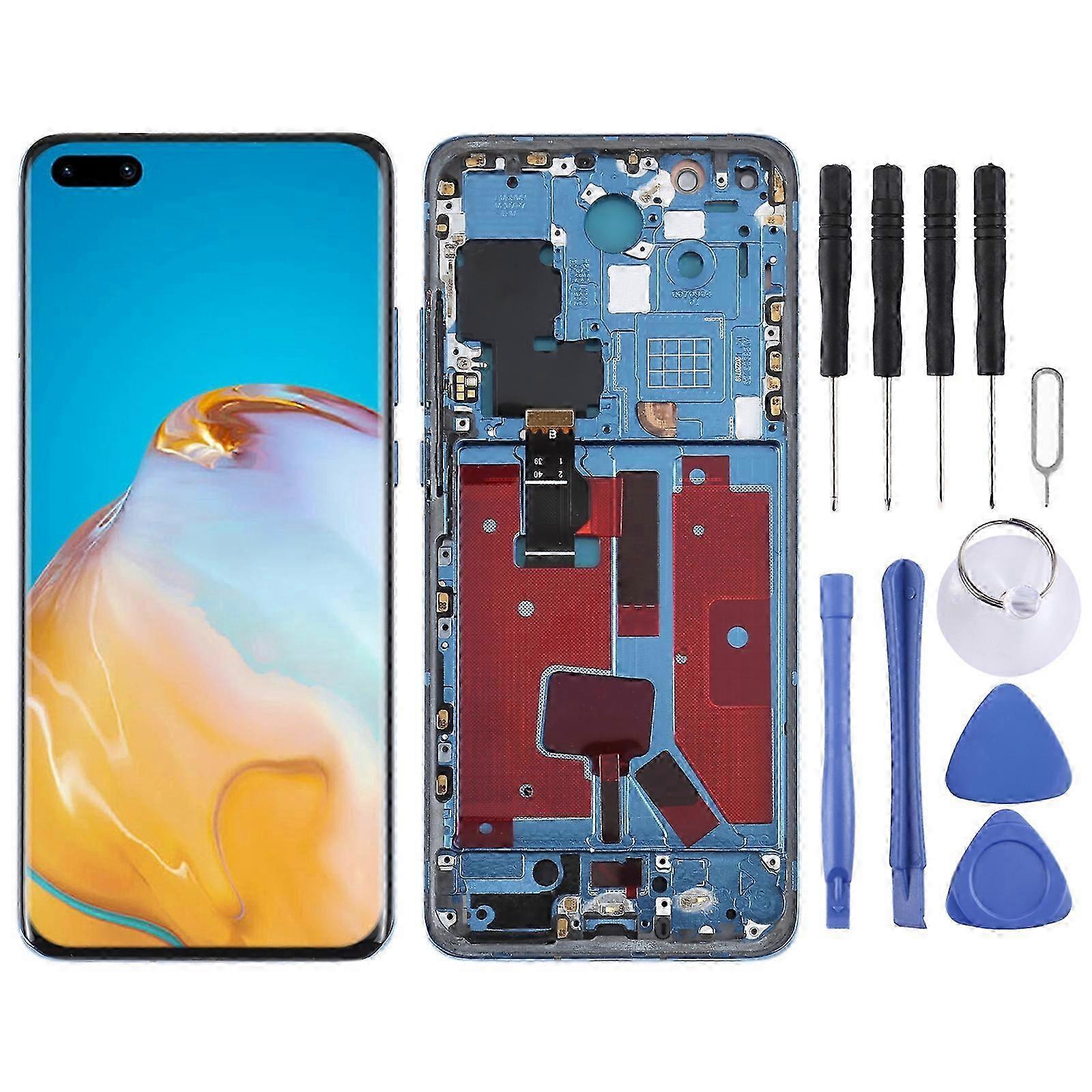 (Blue) Compatible Lcd Screen For Huawei P40 Pro Digitizer Full Assembly With Frame