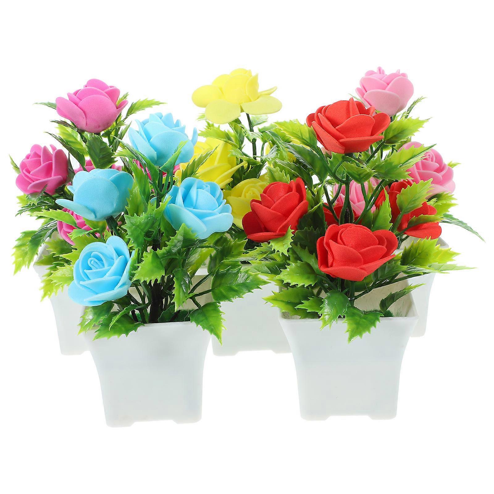 Artificial Potted Flowers Simulation of Real Plants Plastic Material for Home and Office 5Pcs