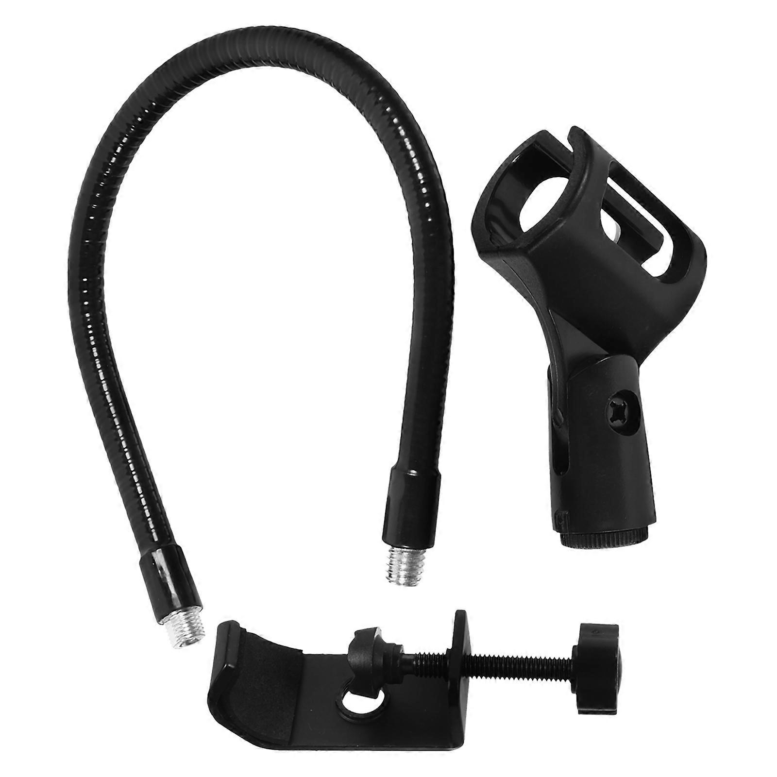 Clip-On Desktop Microphone Stand Flexible Tube Rack Microphone Storage Holder Black 45.00X5.00X3.80CM Stable Mic Clip 1Set