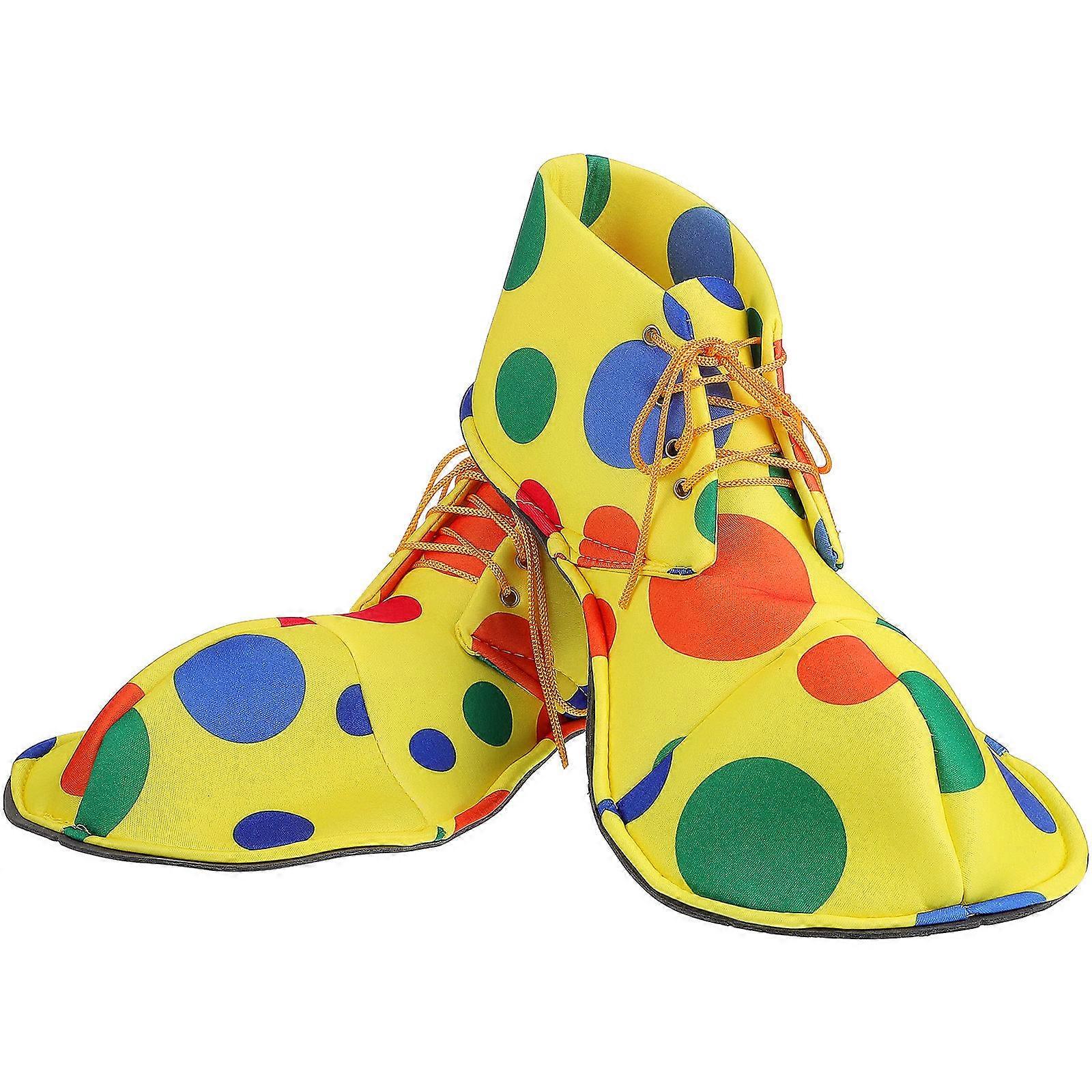 Coloré Clown Costume Chaussures String Tie Ajustement Unisexe Adultes Carnaval Costume Fêtes Fournitures 35x18cm 1 paire