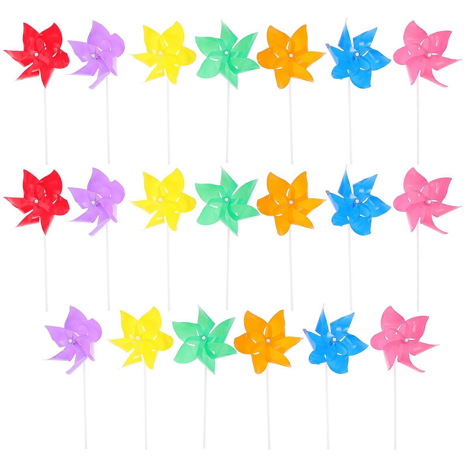 Assorted Color Small Windmills for Kids 20 Pieces PP Material Festive Garden Decor