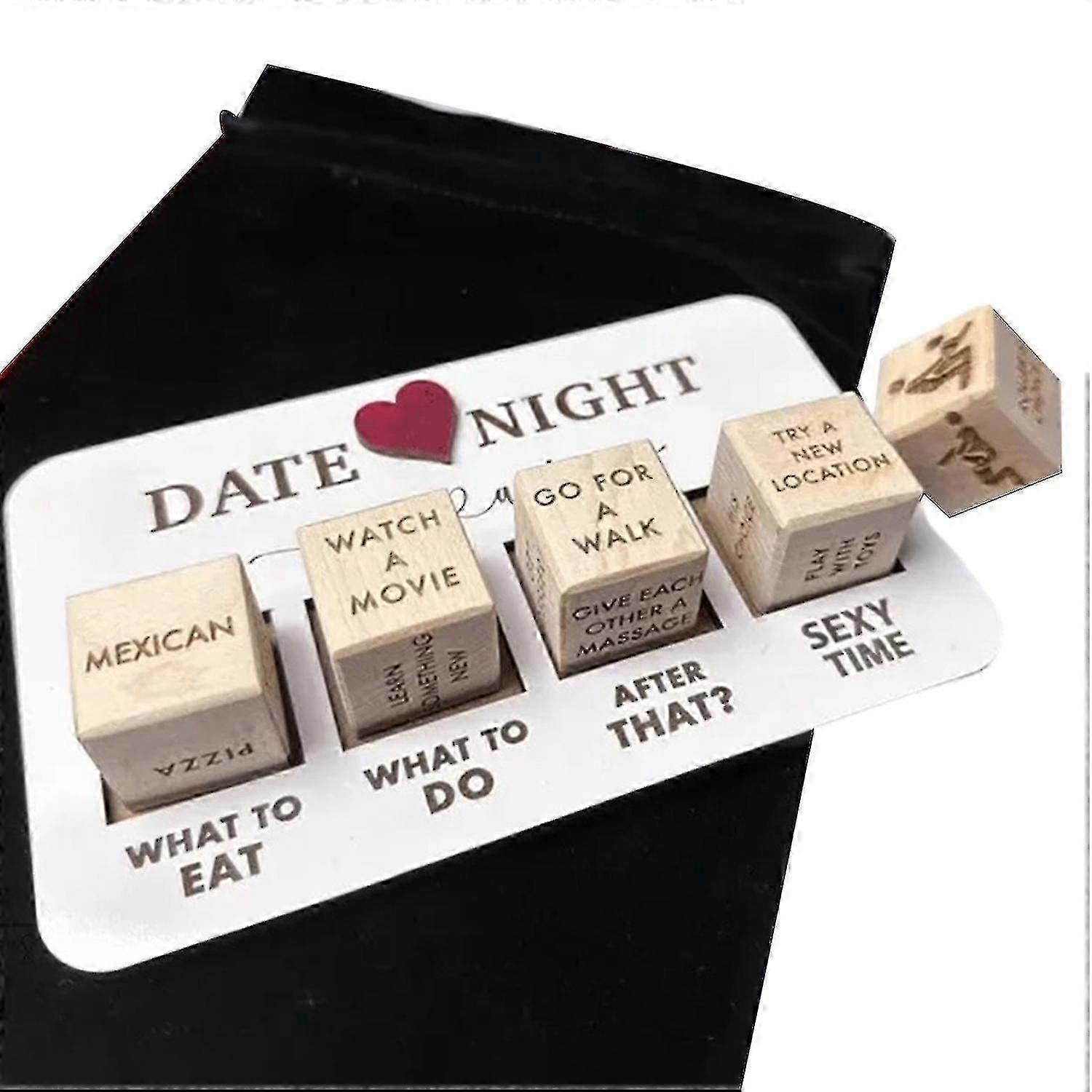 1 Set Date Night Dice Kit Funny What To Do Heavy Duty Wood Reusable Couple Dice Valentine's Day