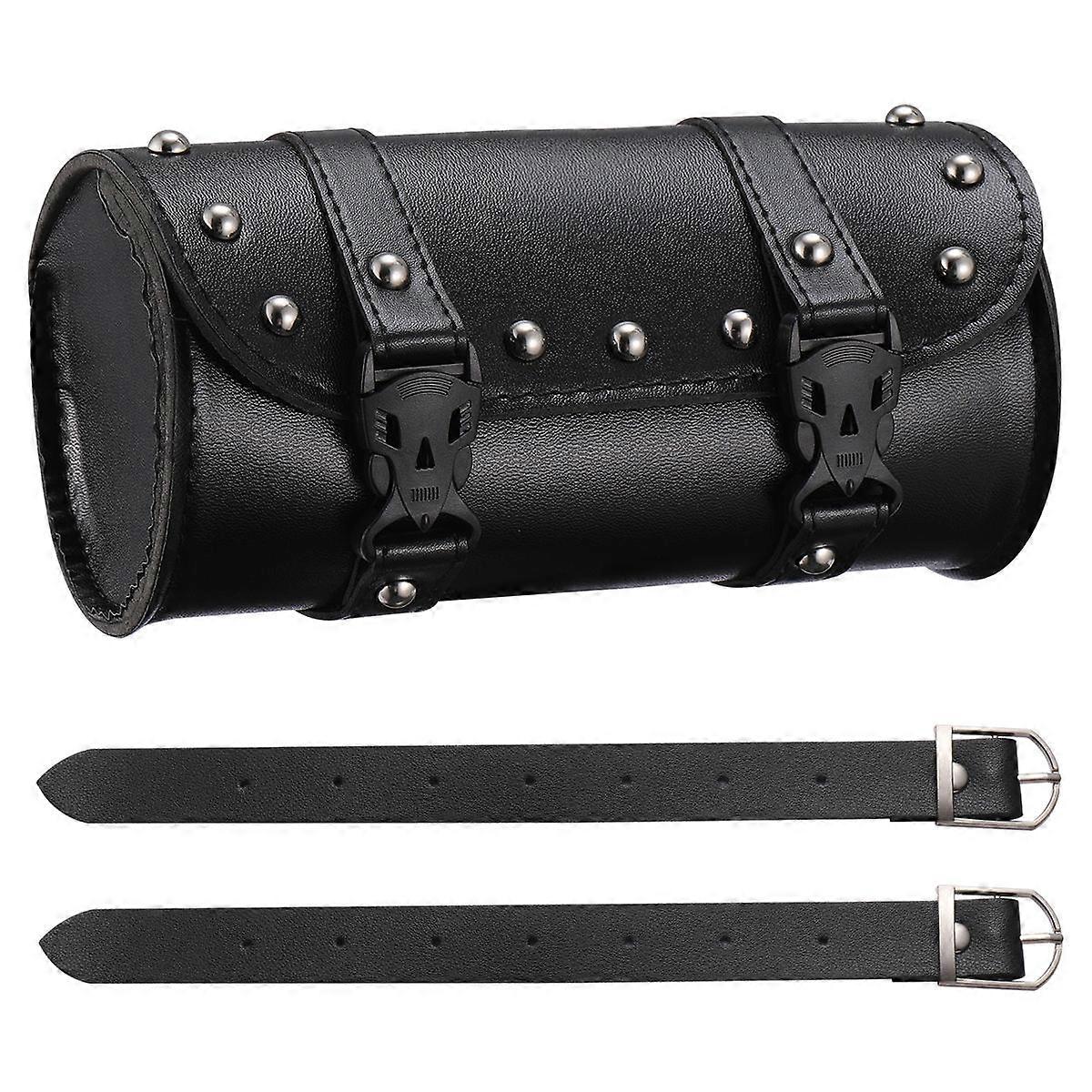Motorcycle Saddle Bags Universal Waterproof Tool Storage Pouch Mounting Round Black 21x10x10CM 1Pack