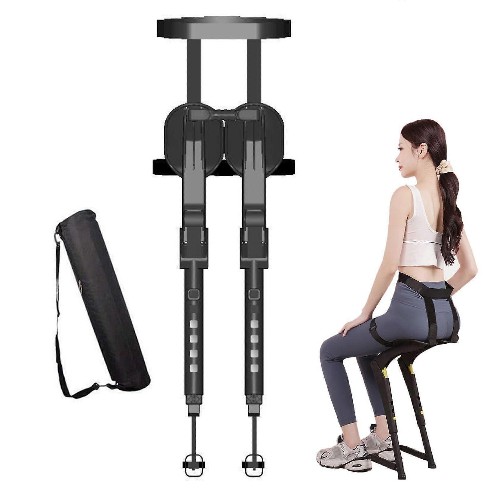 Foldable Invisible Seat and Leg Rest  Adjustable Exoskeleton Stool for Outdoor Use, Load Capacity 150 kg (Black)