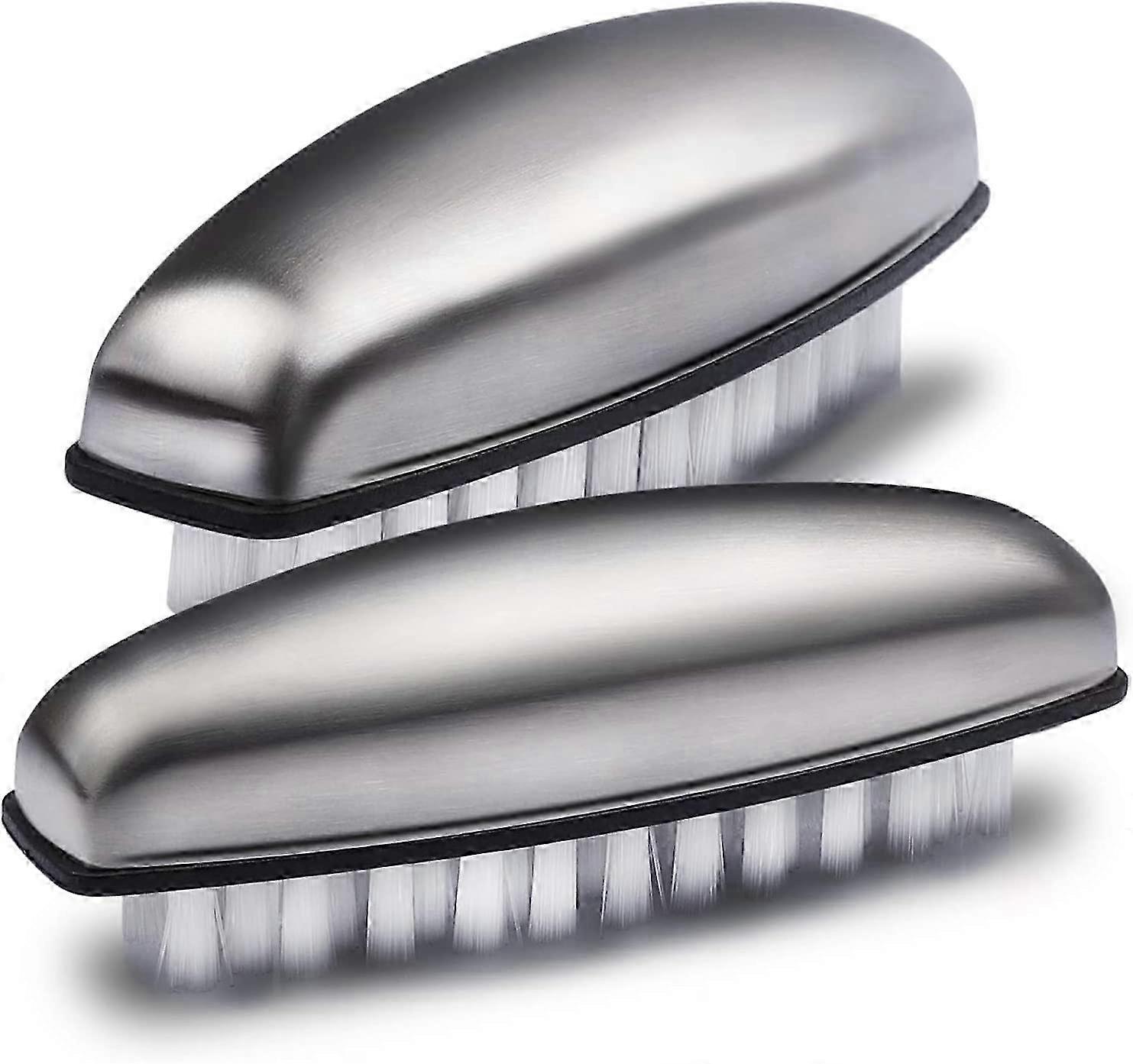 2xステンレス鋼のハンドネイルブラシ、ネイルクリーニング用の硬い毛のネイルブラシ