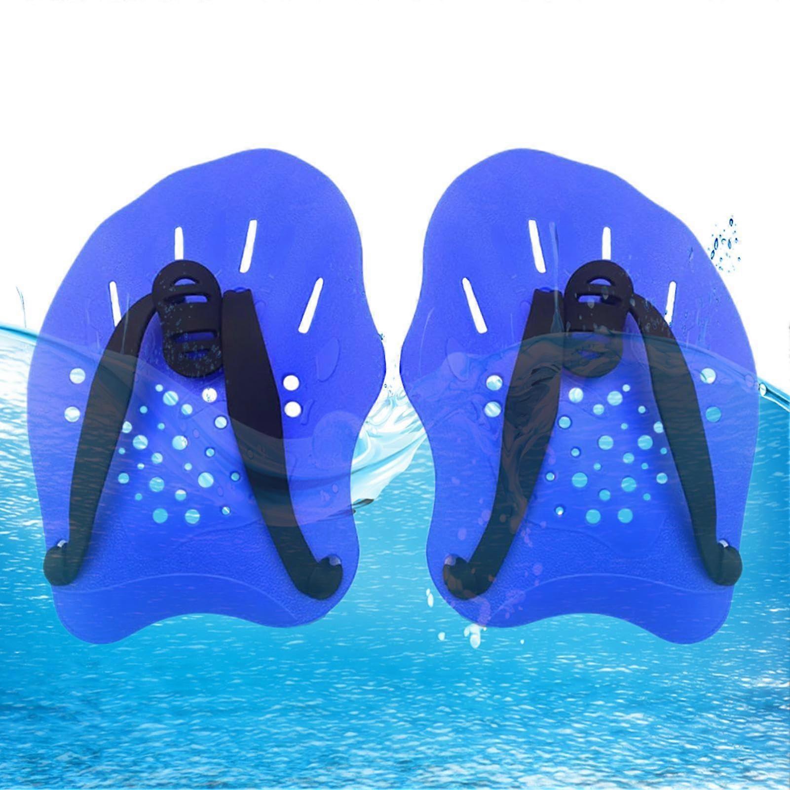 Swimming Paddle with Silicone Strip Hand F for Lap Swimming  Power Aid Training Device Blue