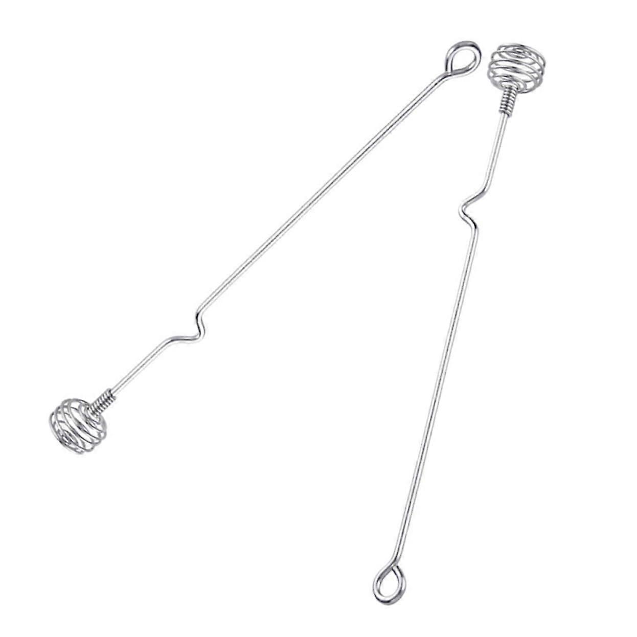 Stainless Steel Honey Dippers - Set of 2 Reusable Cocktail Stirring Sticks, Mini Whisks, Silver Honey Stirrer, Rustproof