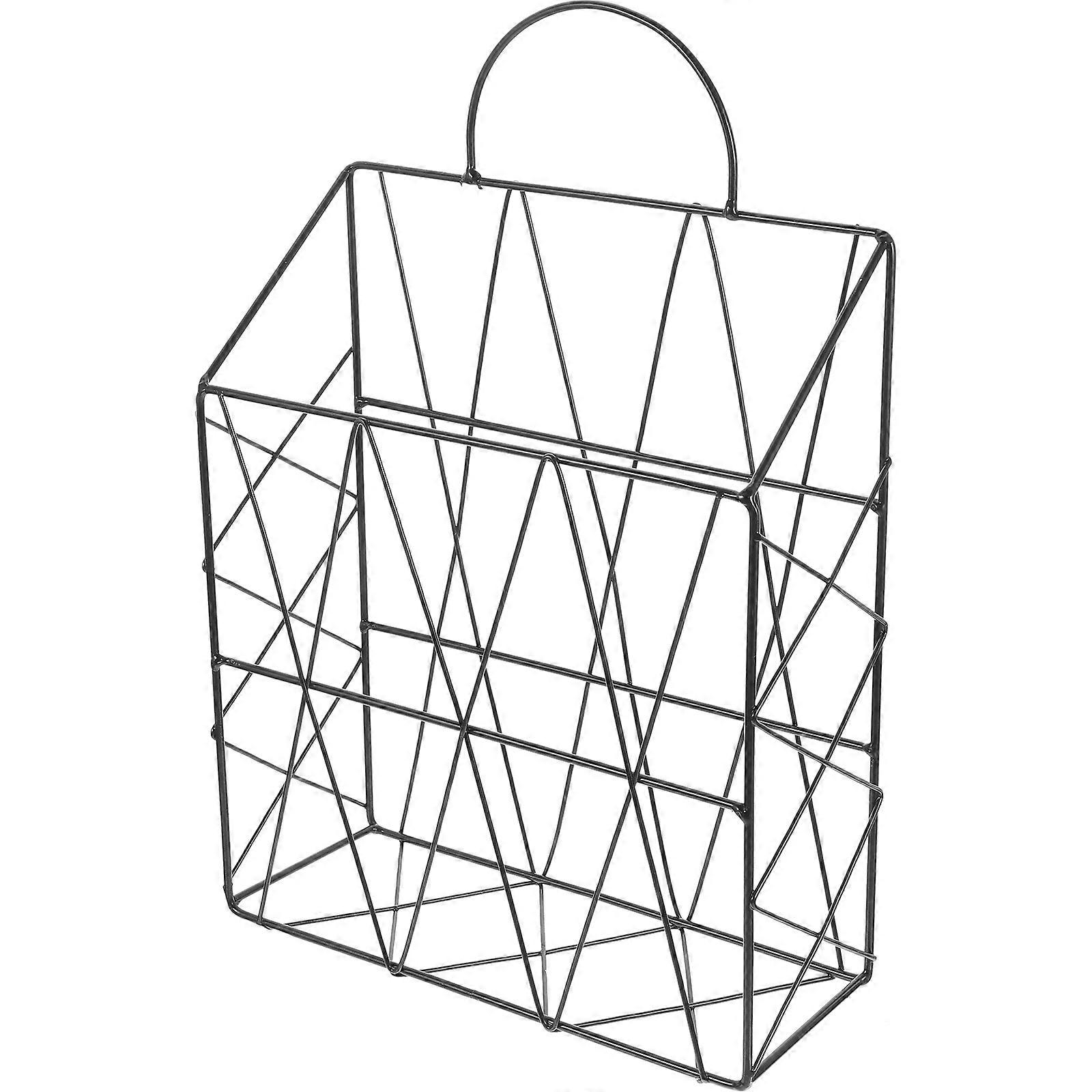 Delicate Magazine Rack Wall Mounted Book Rack File Storage Rectangular Shape Black Color 1Set