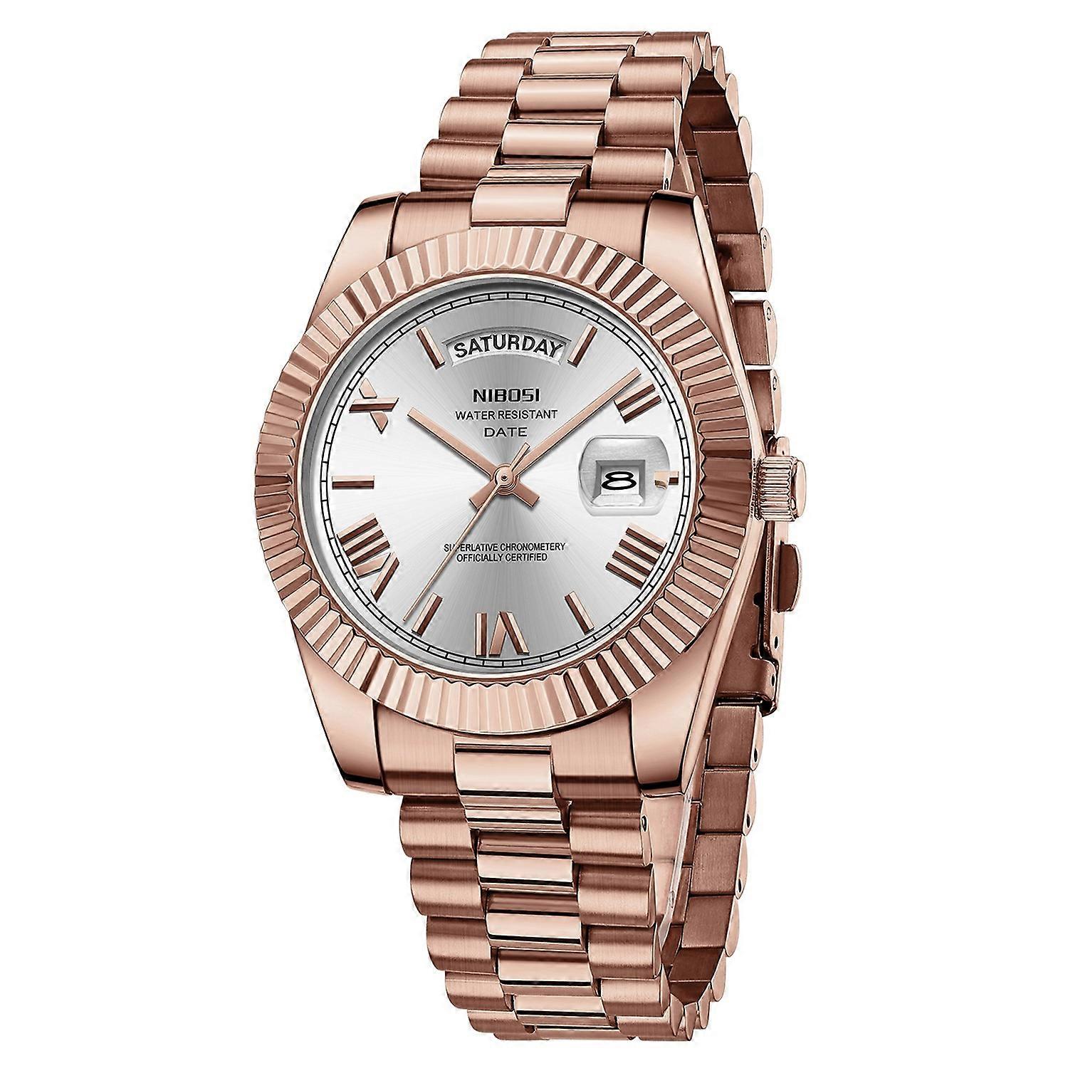 NIBOSI 2628 Fashion Men Steel Strap Calendar Quartz Watch