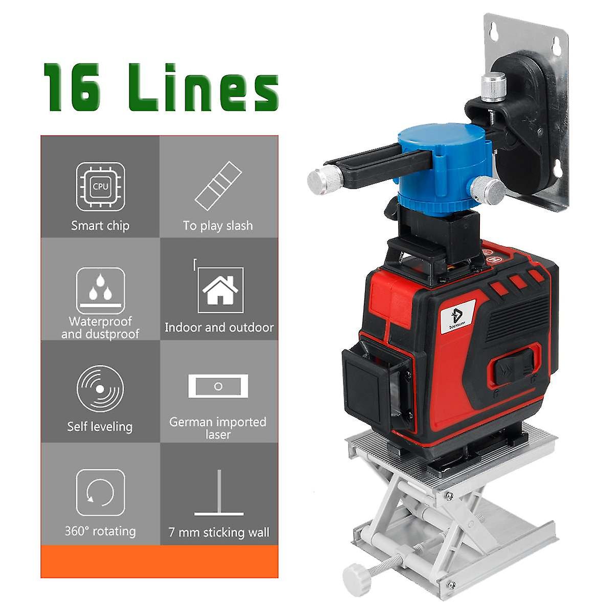 Livelli Laser 16 12 8 Linee Raggio Verde 4d Autolivellante 360 Livelli 