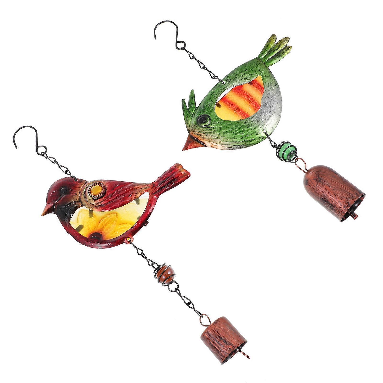 Iron Wrought Bell Chime Metal Bird Animal Sculpture Garden Decor 12.6X5.5X1.2in Wind Chime 2Pack