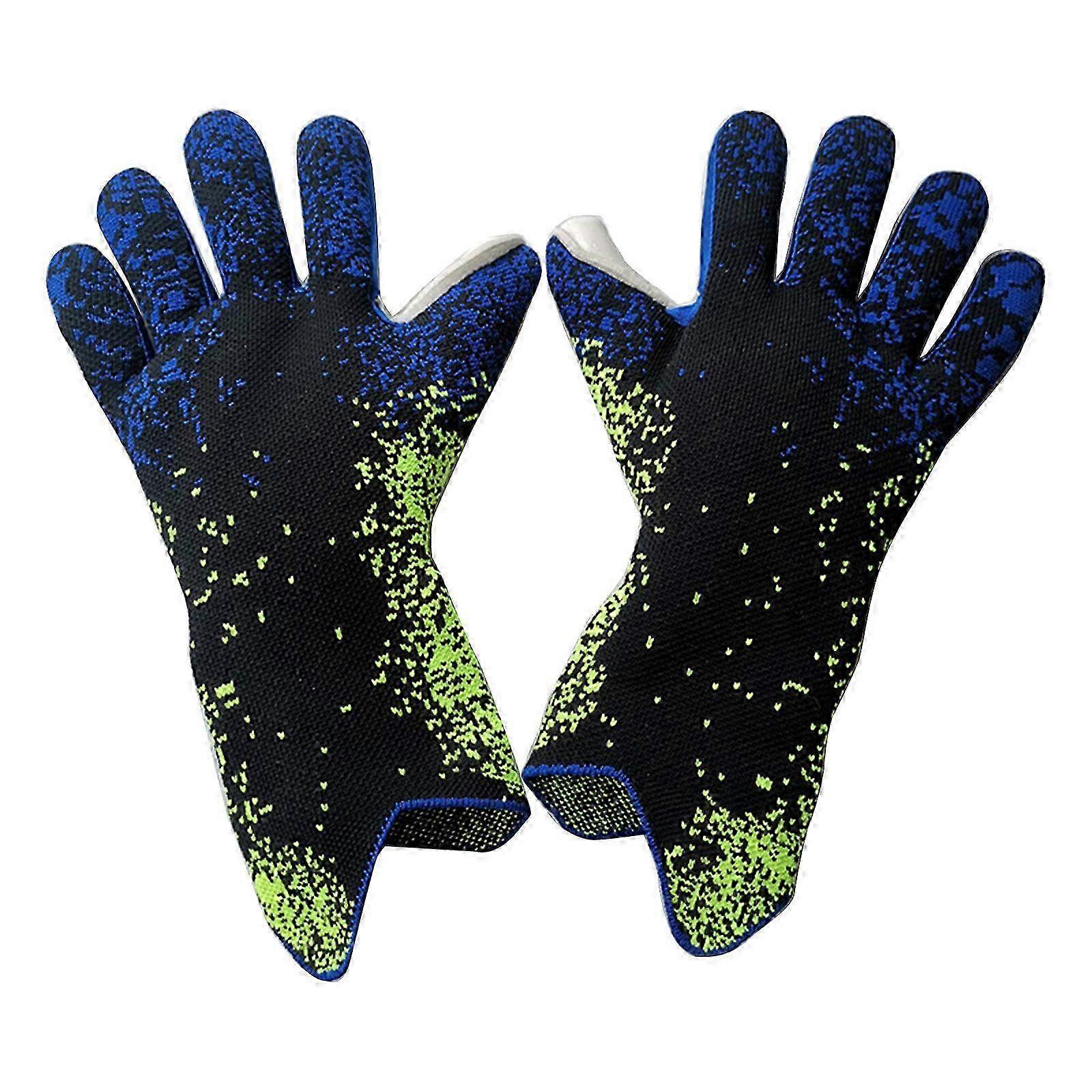 Professionelle Fußball Torwarthandschuhe für Erwachsene & Jugendliche mit Fingerschutz, rutschfeste Latex-Handfläche, starker Grip, grün Größe 10