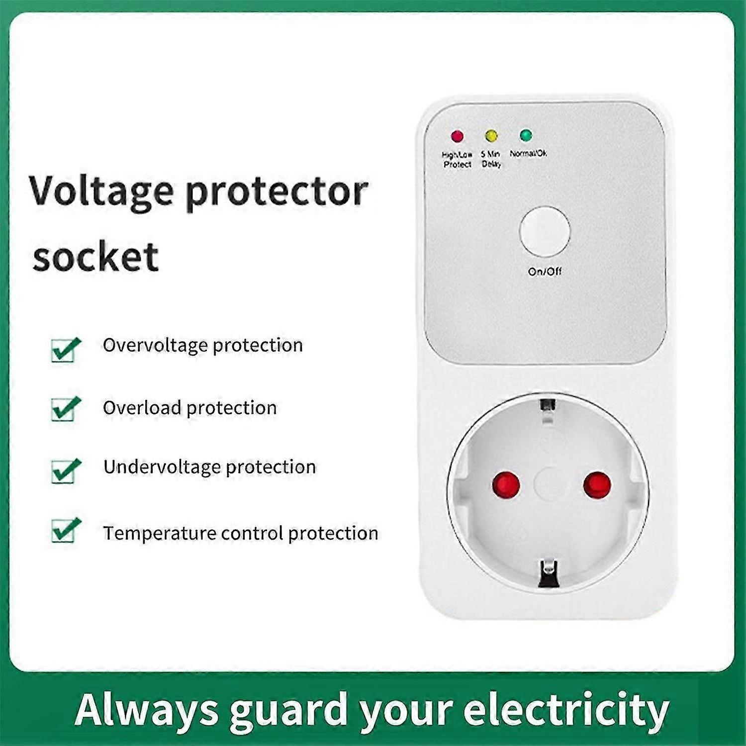 Protector Voltage Relay Electrical Socket, Refrigerator Voltage Protector Multifunctional for Home A