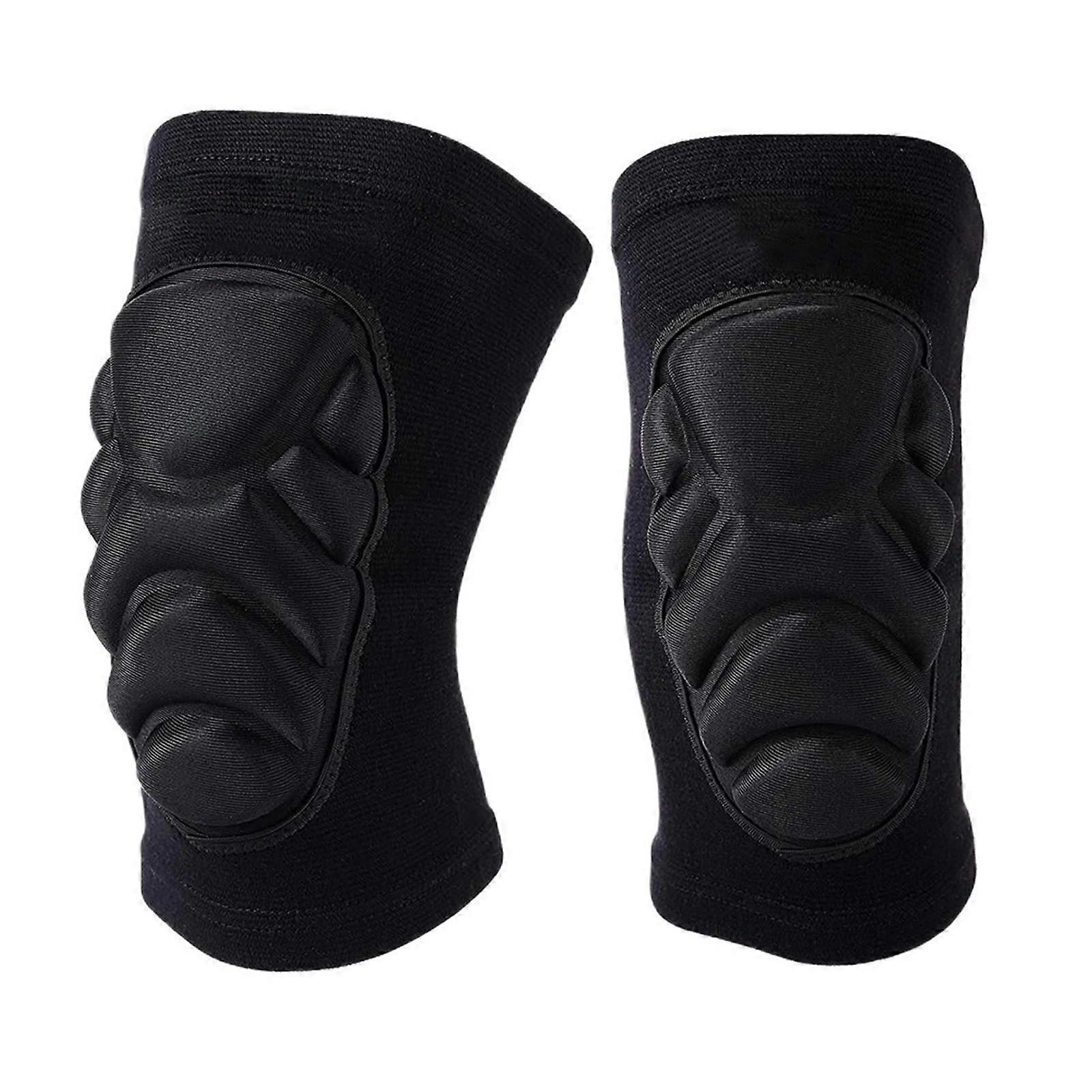 Unisex Knee Elbow Pads 1 Pair, Thick Foam Collision Protective Knee Sleeves for Basketball Scooter, Size S, Black