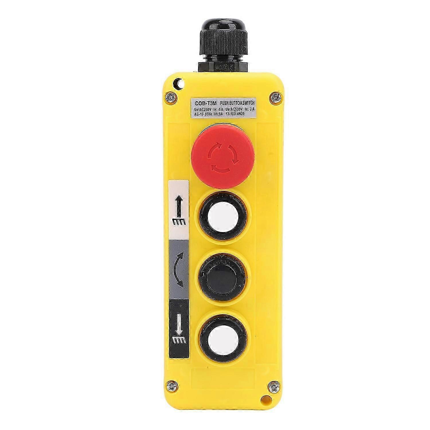 Crane Hoist Contro Water Proof 3 Keys Industrial UP Down Hoist Crane Push Button Switch with Emergen