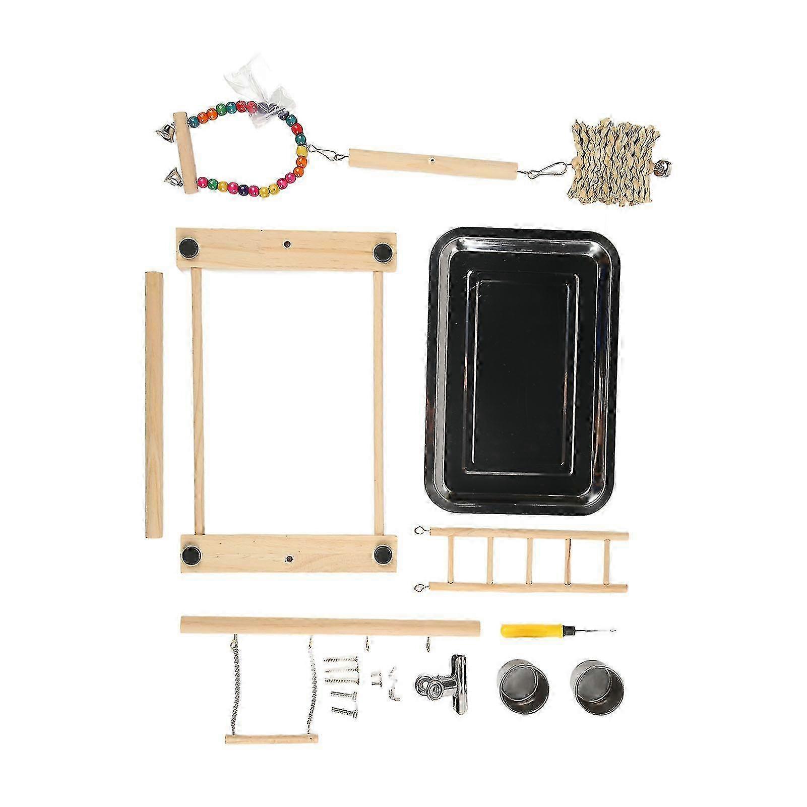 Bird Playstand Safe Bite Resistant Wood Playground for Parrots to Alleviate Boredom