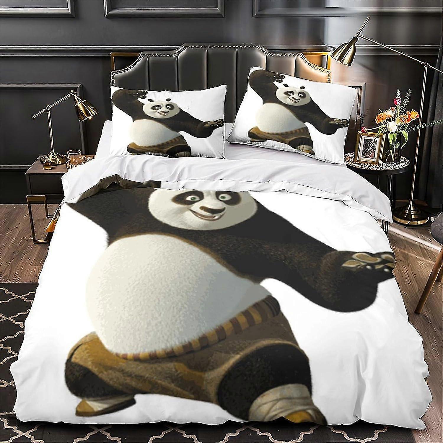 Kung Fu Panda dynebetræk Anime Karakterer 3-delt blødt børstet mikrofiber vendbart sengetøj sæt