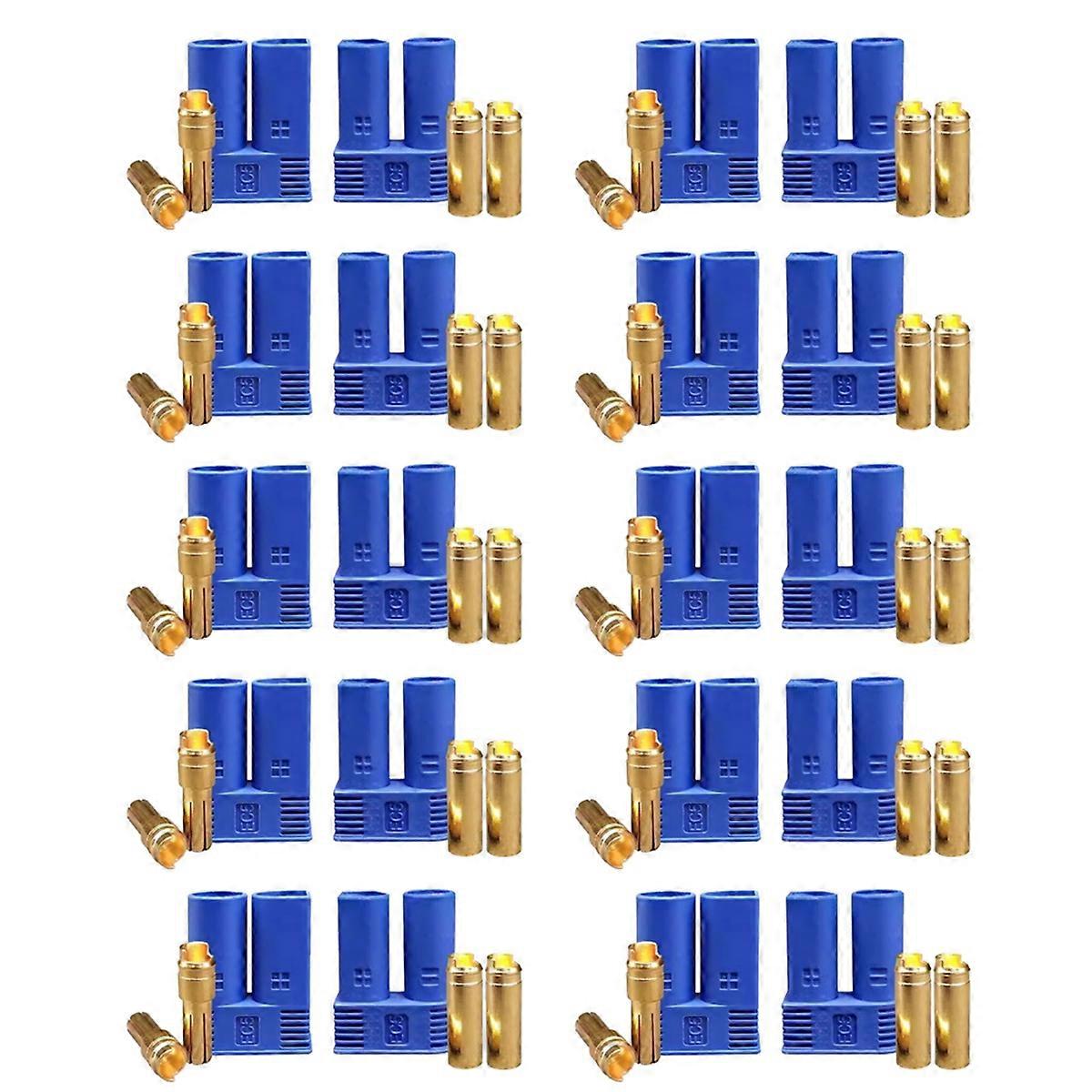 10 Pairs EC5 Connector Set Male & Female 5.0mm Gold Banana Plugs for RC ESC Lipo Batteries & Electr
